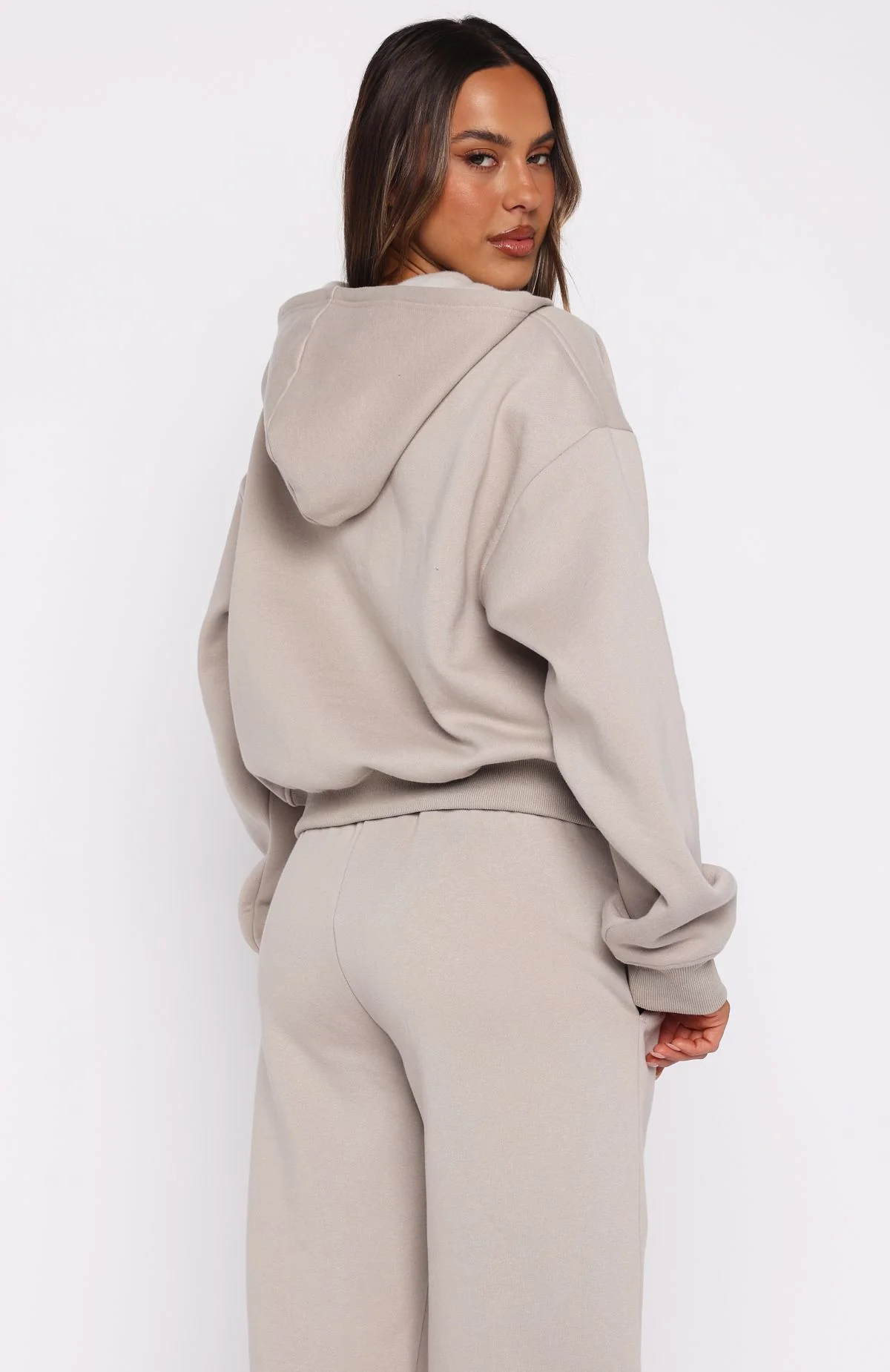 From The Archives Kenzie Boxy Zip Front Hoodie Moon - White Fox Boutique