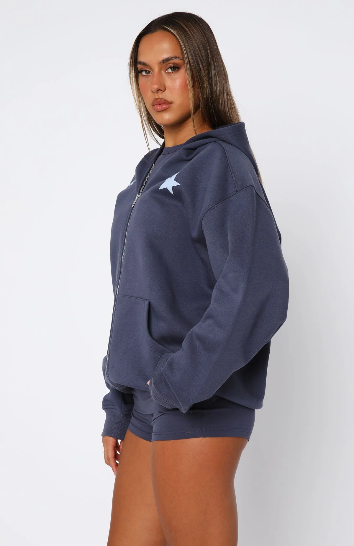 From The Archives Charli Zip Front Hoodie Navy - White Fox Boutique