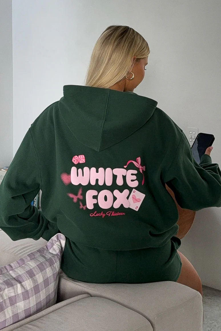 Lucky Thirteen Stephanie Oversized Hoodie Green - White Fox Boutique