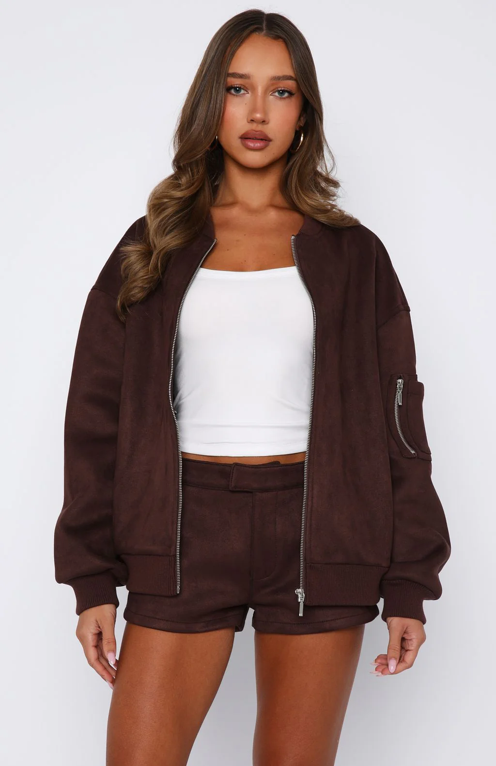 Confidence Level Suede Jacket Chocolate - White Fox Boutique