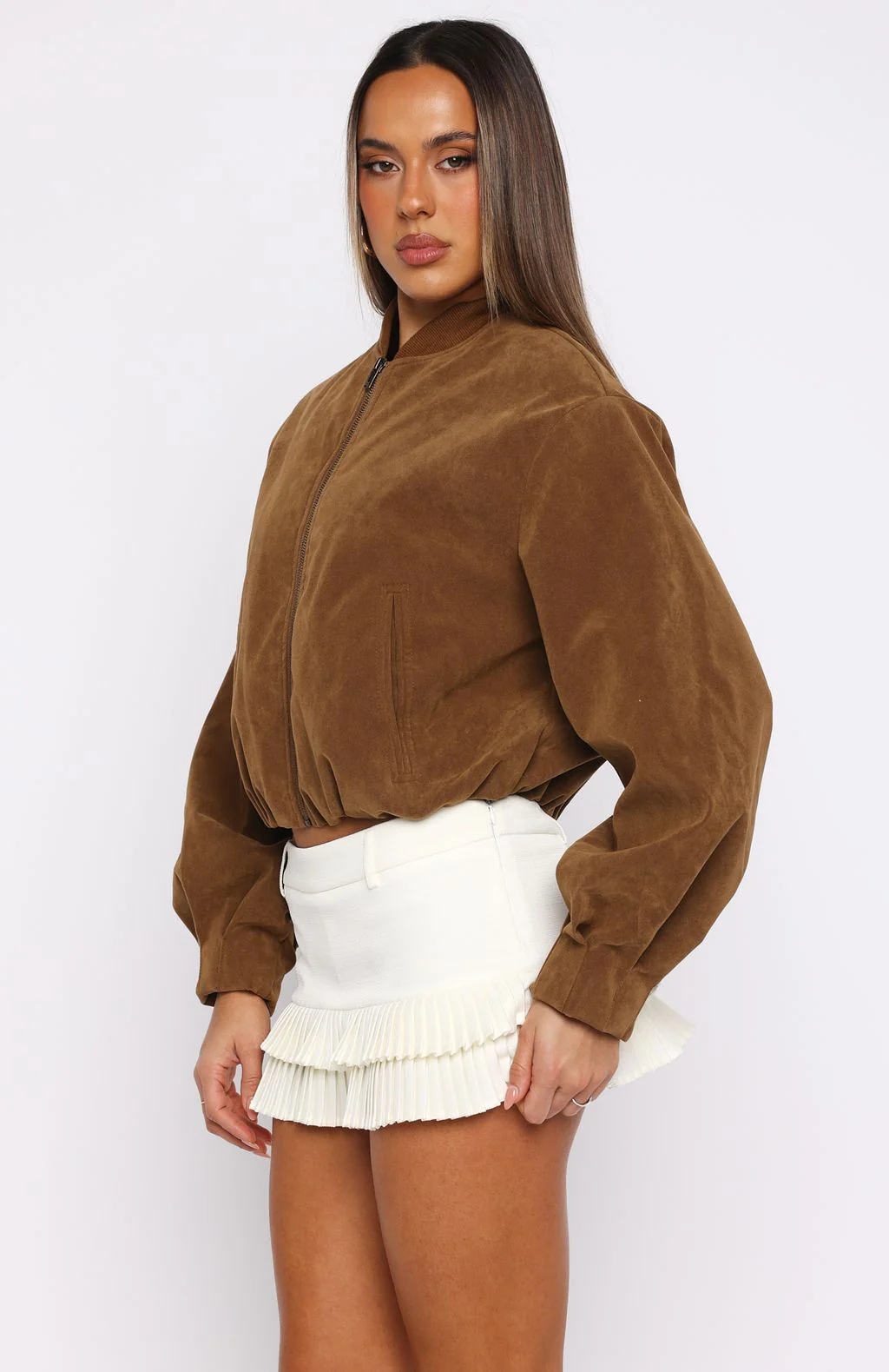 What Did I Miss Faux Suede Jacket Caramel - White Fox Boutique