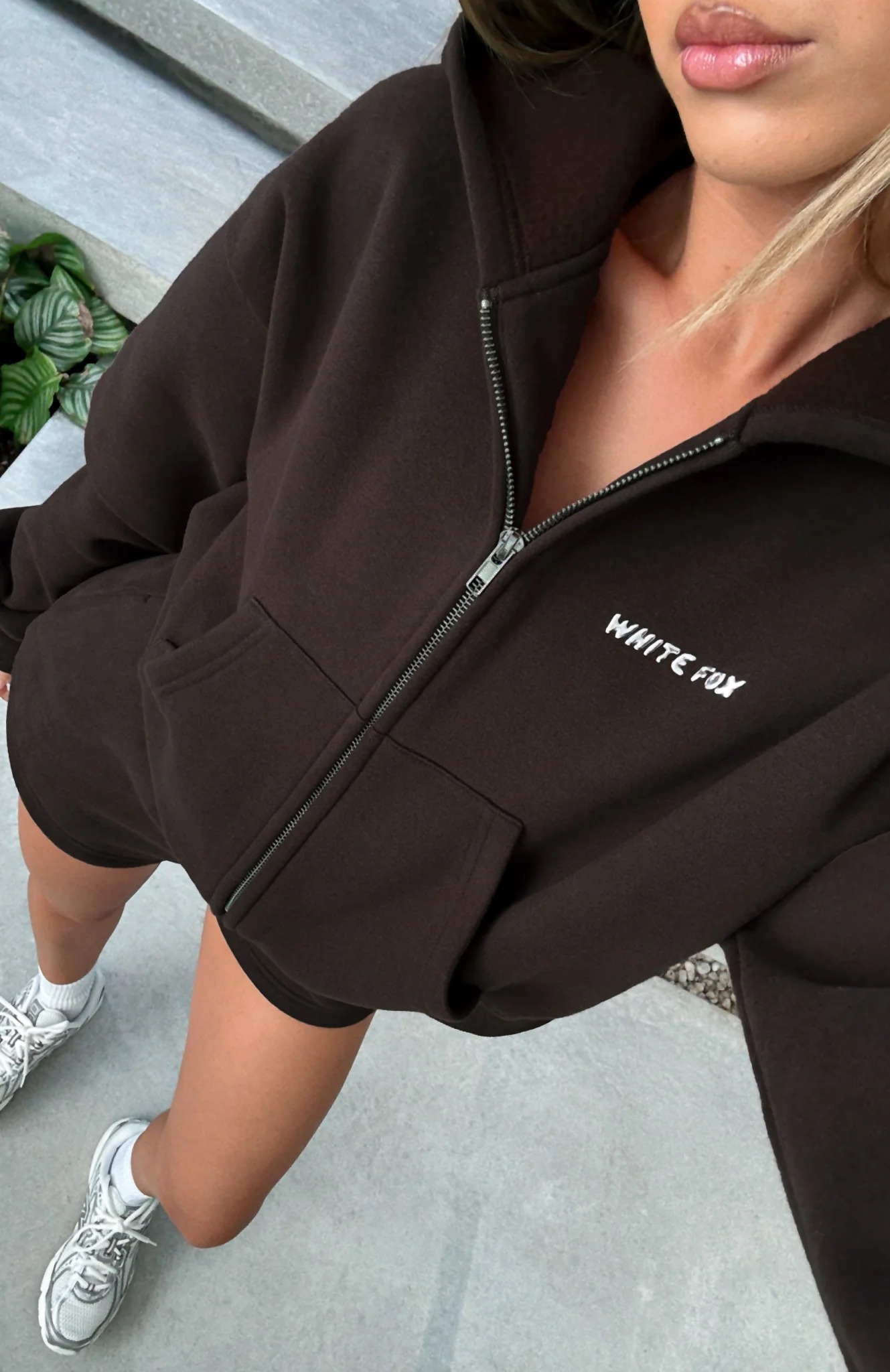 Test Drive Boxy Zip Front Hoodie Chocolate - White Fox Boutique