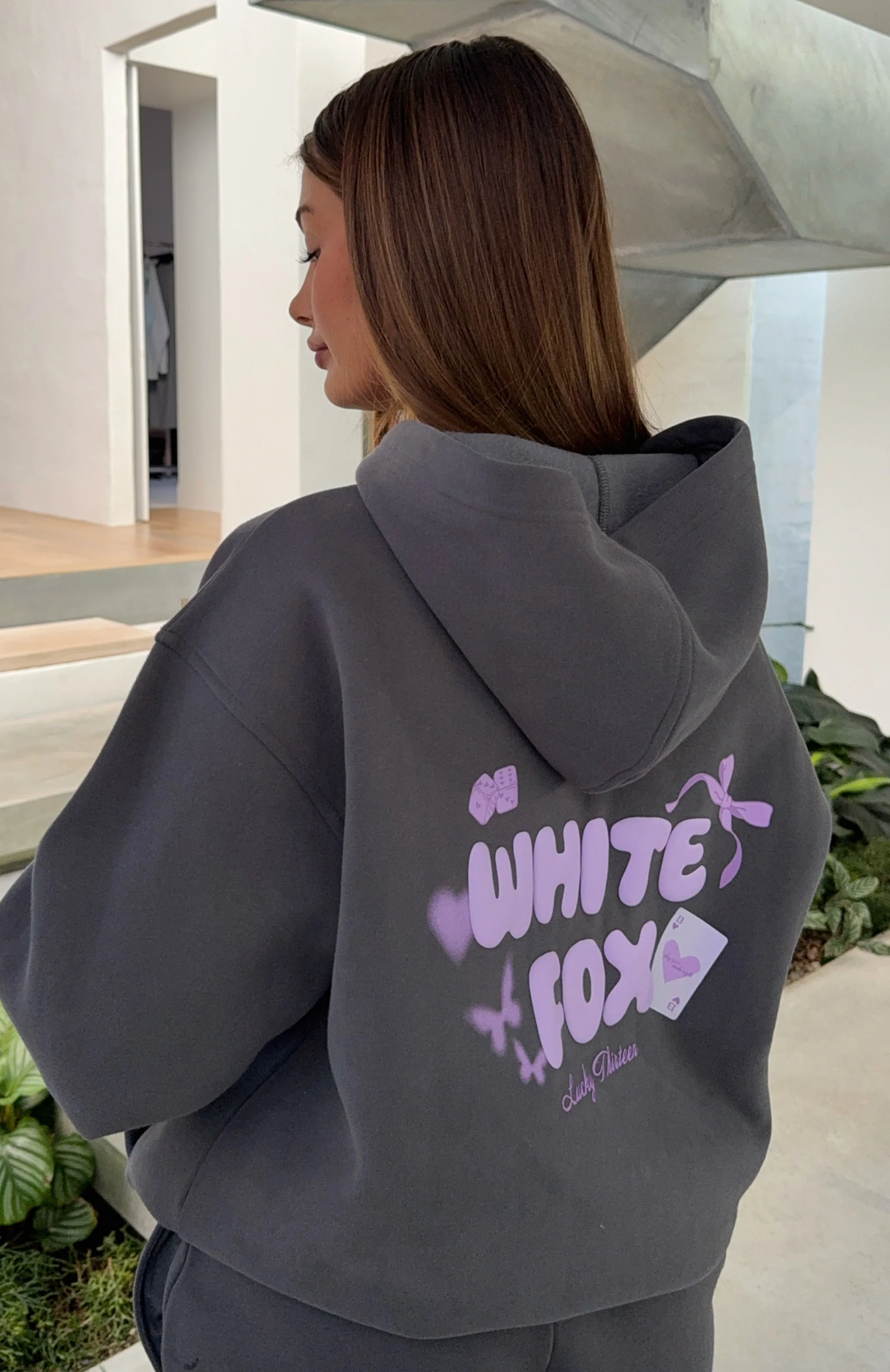 Lucky Thirteen Stephanie Oversized Hoodie Volcanic - White Fox Boutique