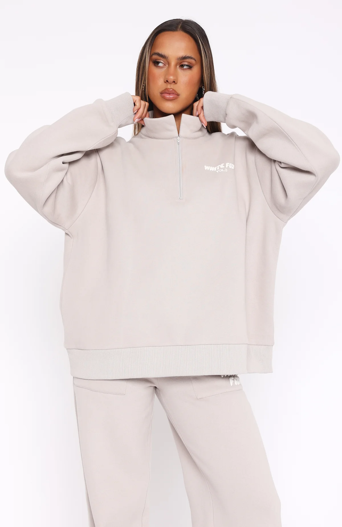 Offstage Zip Front Sweater Moon - White Fox Boutique