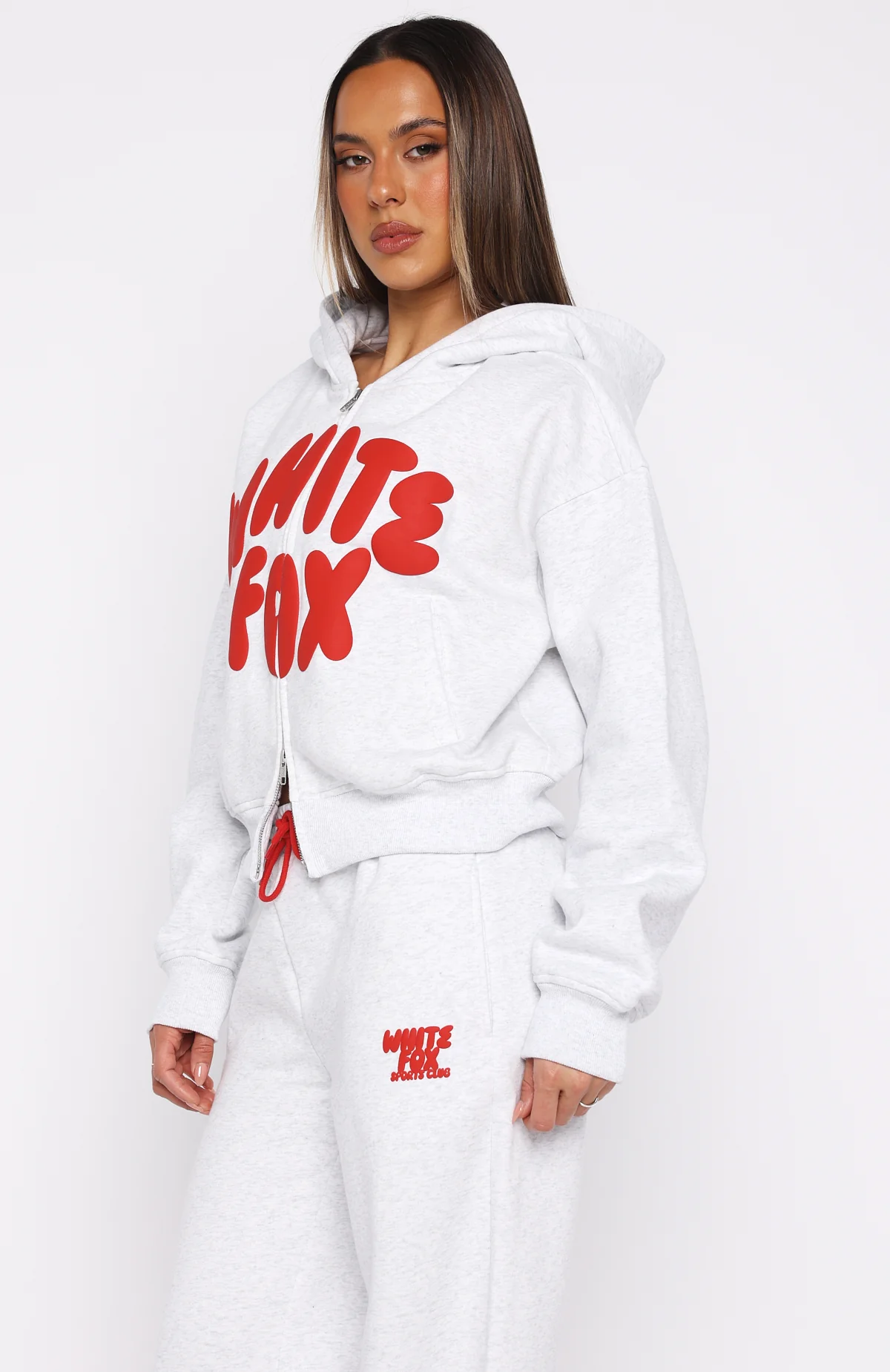 Club 14 Allie Boxy Zip Front Hoodie Grey Marle - White Fox Boutique