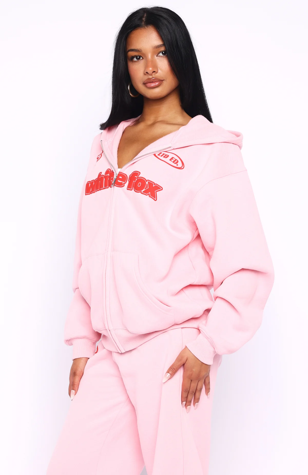 Ready To Go Zip Front Hoodie Pink - White Fox Boutique