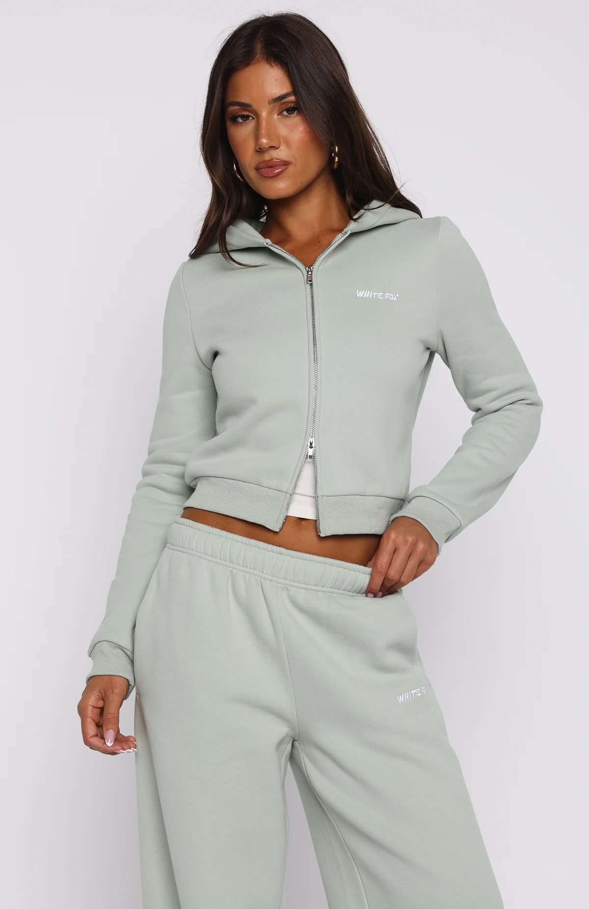 Comfy And Cute Slim Zip Front Hoodie Seafoam - White Fox Boutique