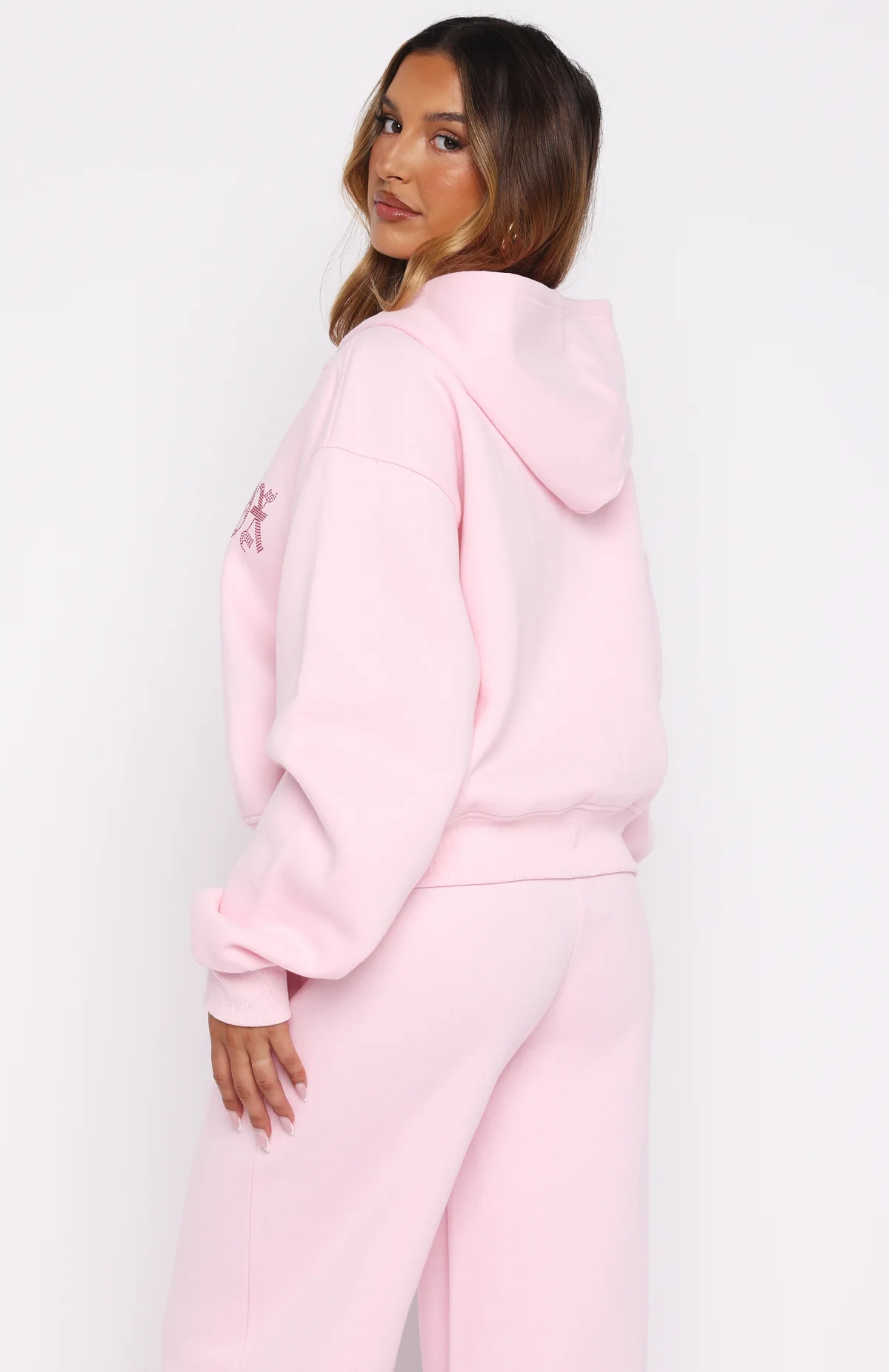 Lucky Ones Boxy Zip Front Hoodie Pink - White Fox Boutique