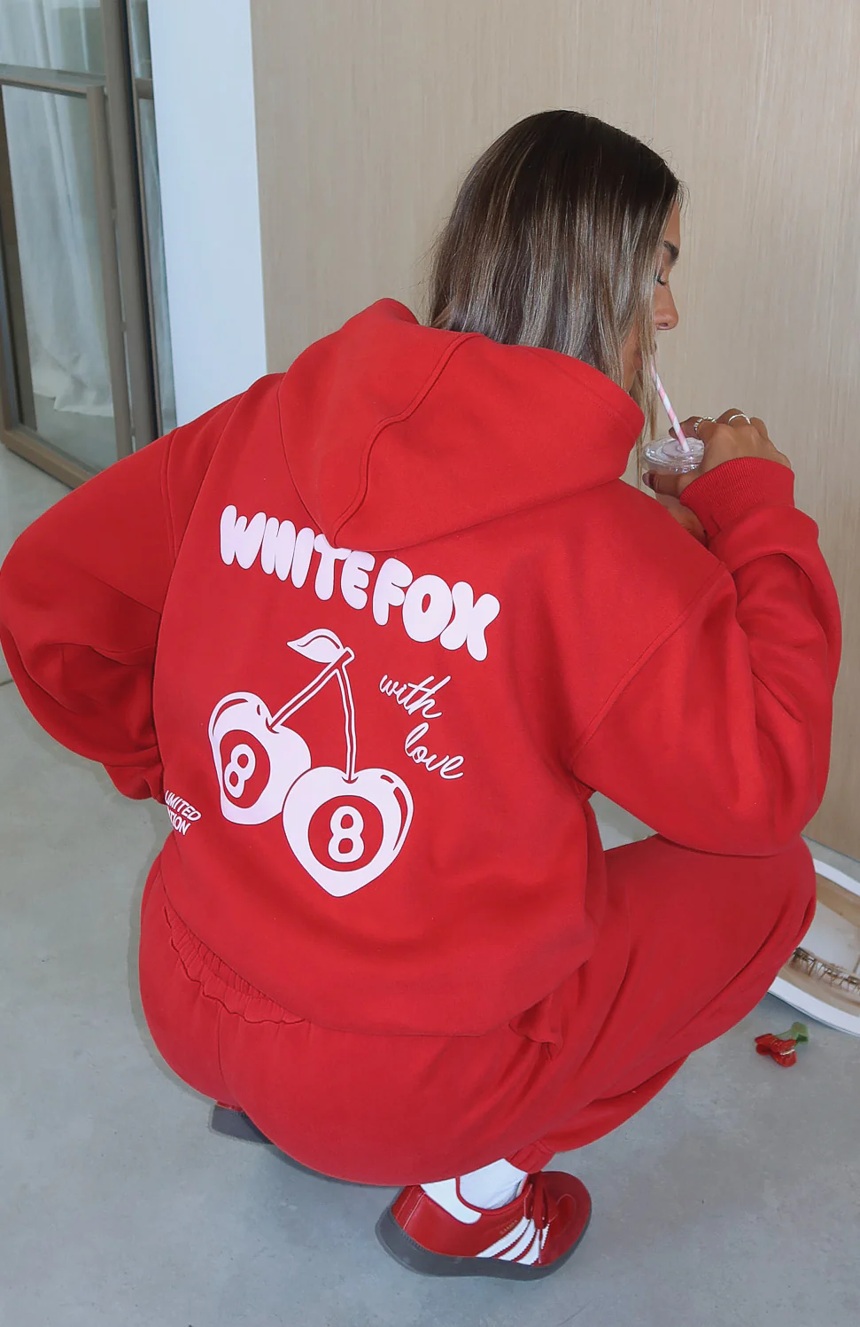 With Love In The Moment Oversized Hoodie Red - White Fox Boutique