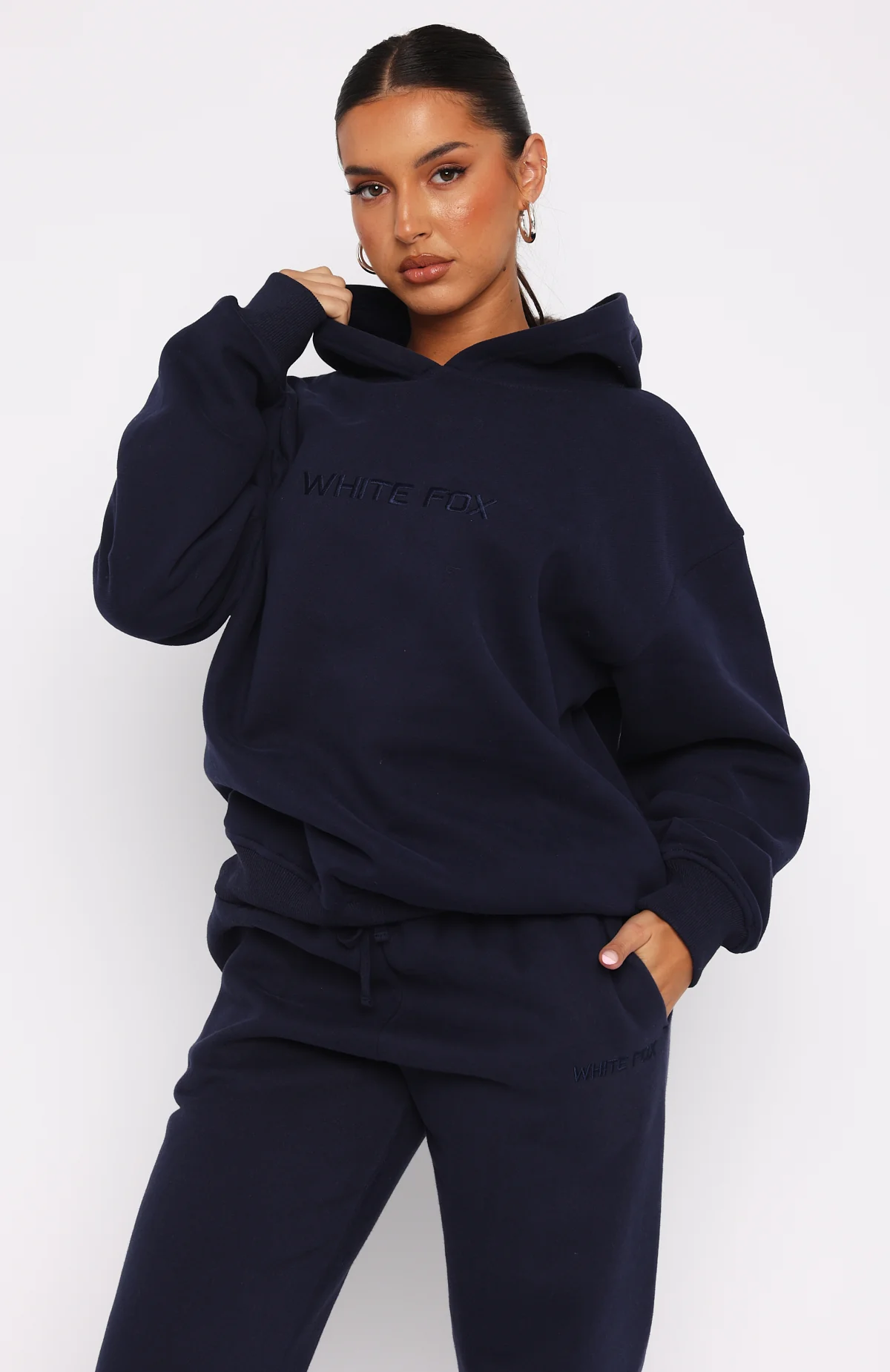 Stay Lifted Oversized Hoodie Navy - White Fox Boutique
