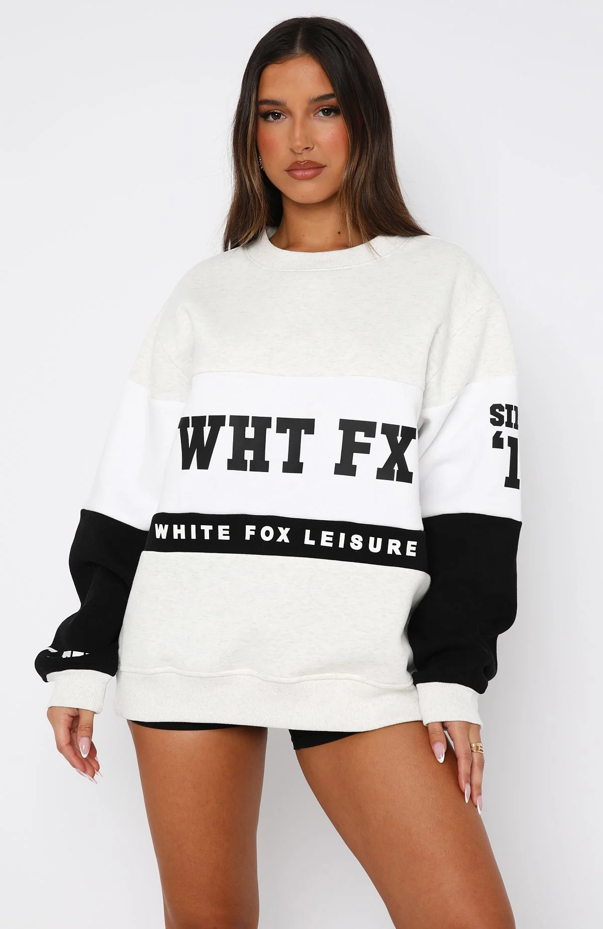 Latest And Greatest Oversized Sweater Grey Marle/Black - White Fox Boutique