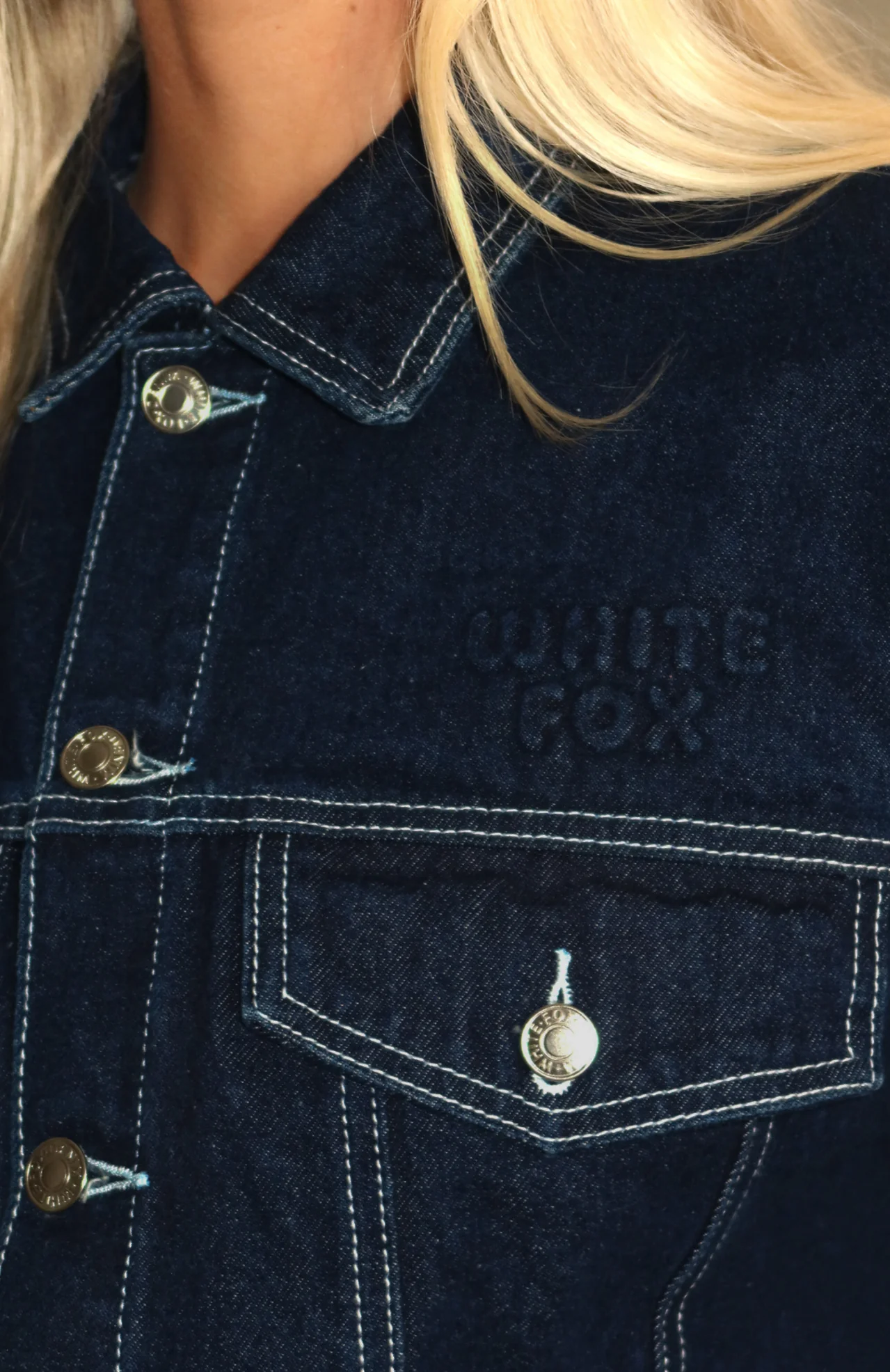 Something To Prove Cropped Denim Jacket Dark Indigo - White Fox Boutique