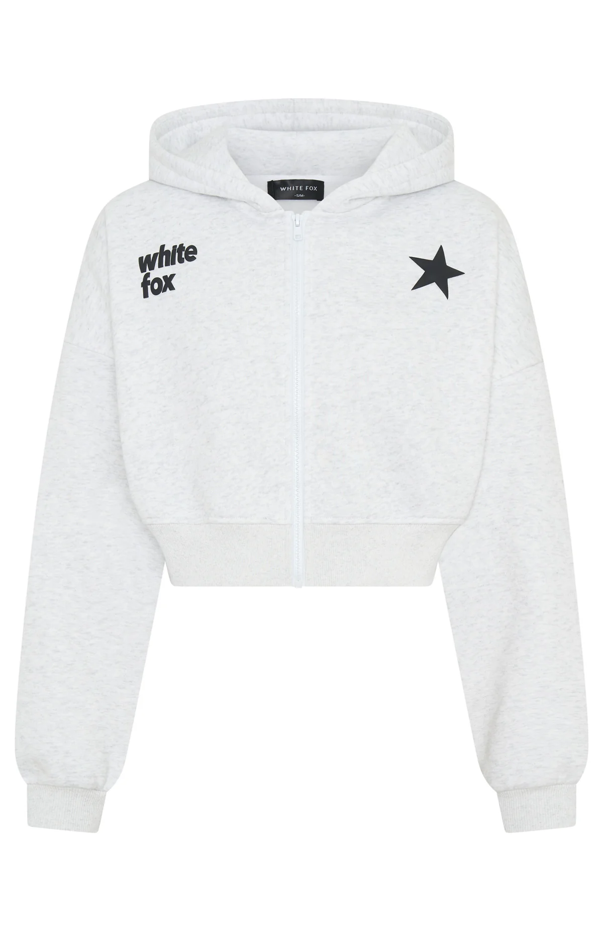 From The Archives Charli Cropped Zip Front Hoodie Grey Marle - White Fox Boutique