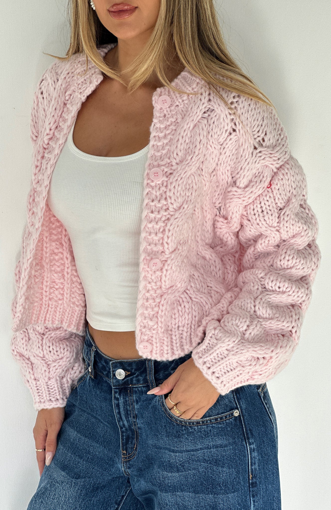 Cutie Pie Knit Cardigan Baby Pink - White Fox Boutique