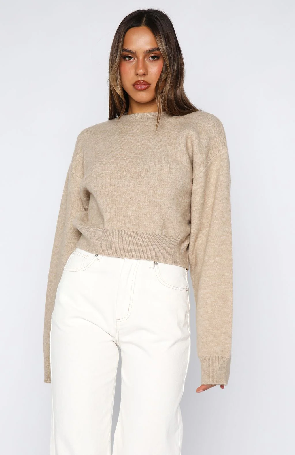 Can't Help Falling Knit Sweater Beige - White Fox Boutique