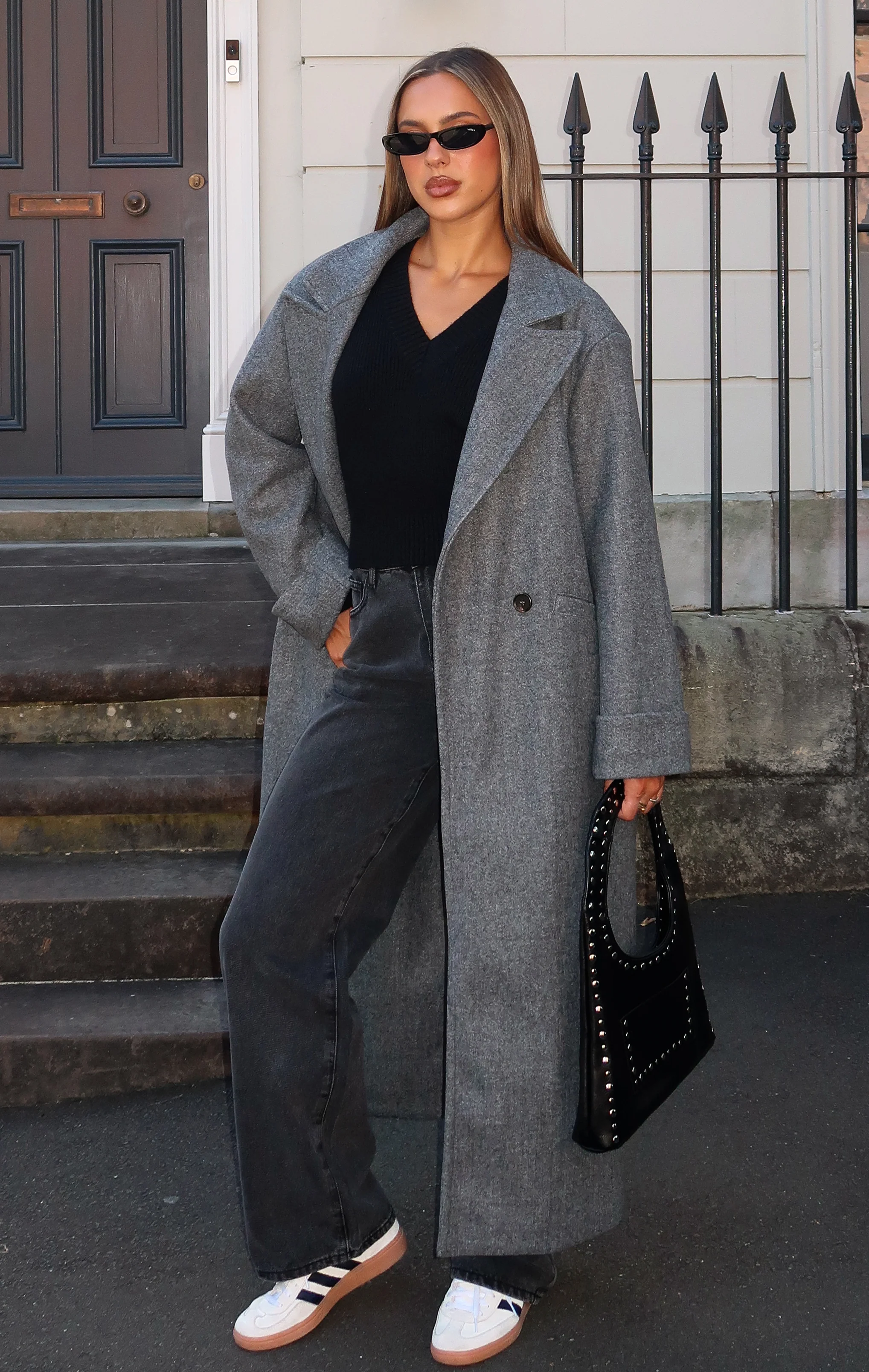 Winter Holiday Oversized Coat Charcoal - White Fox Boutique