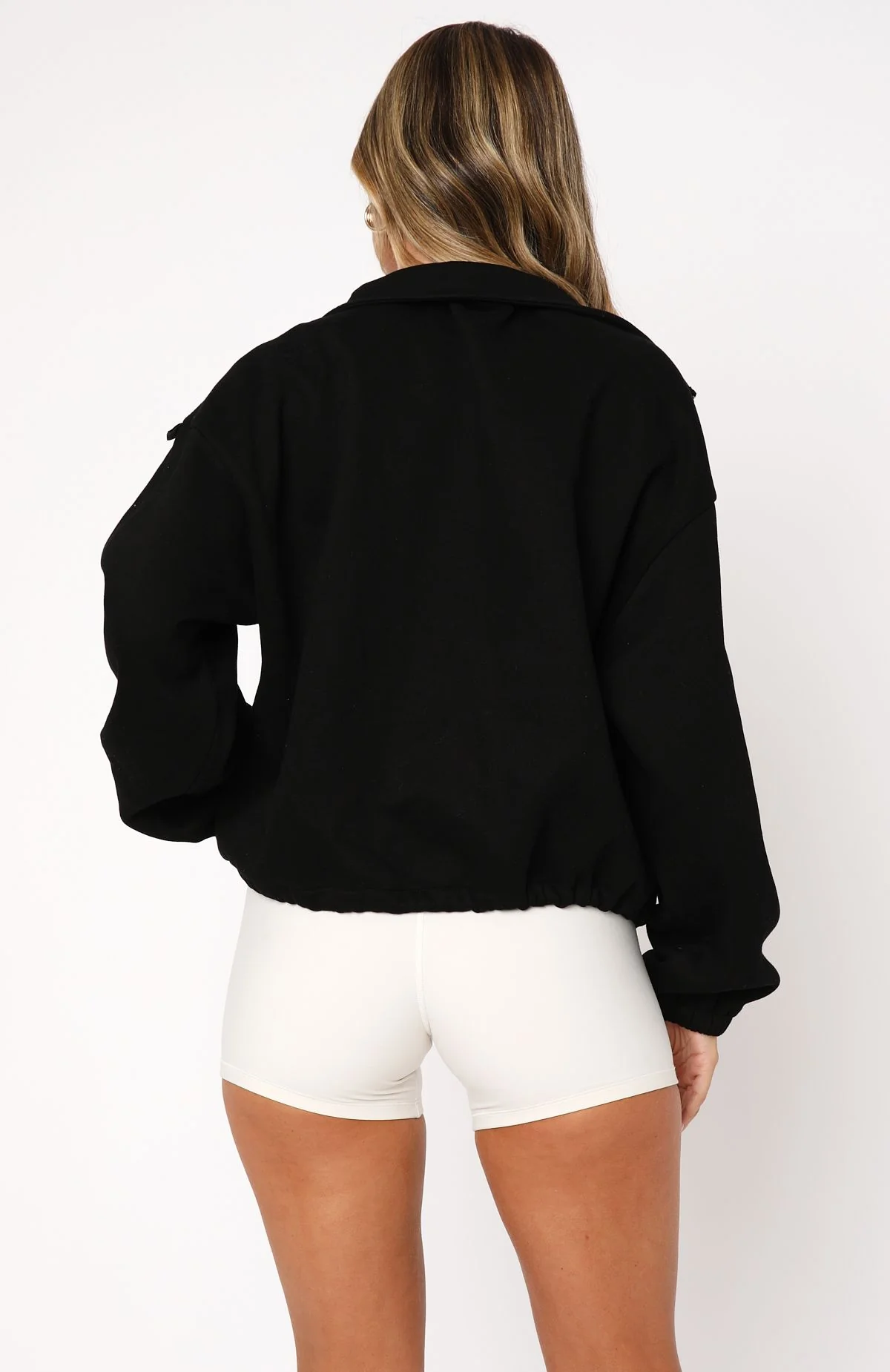 Don't Look Now Zip Front Sweater Black - White Fox Boutique