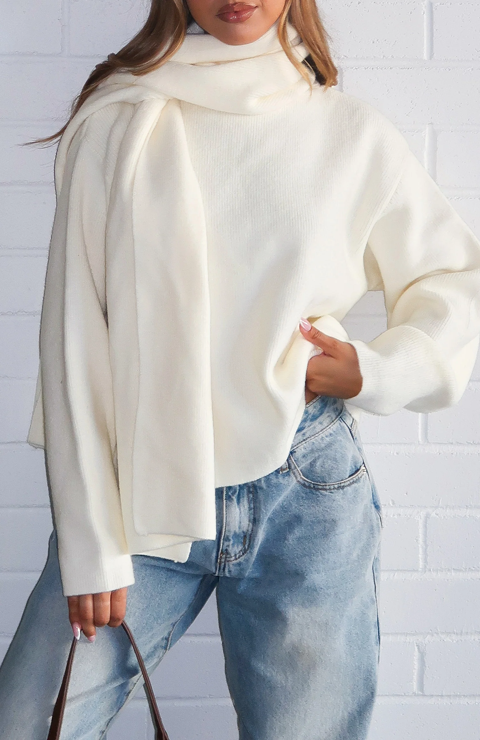 Luxe Layers Knit Sweater Cream - White Fox Boutique