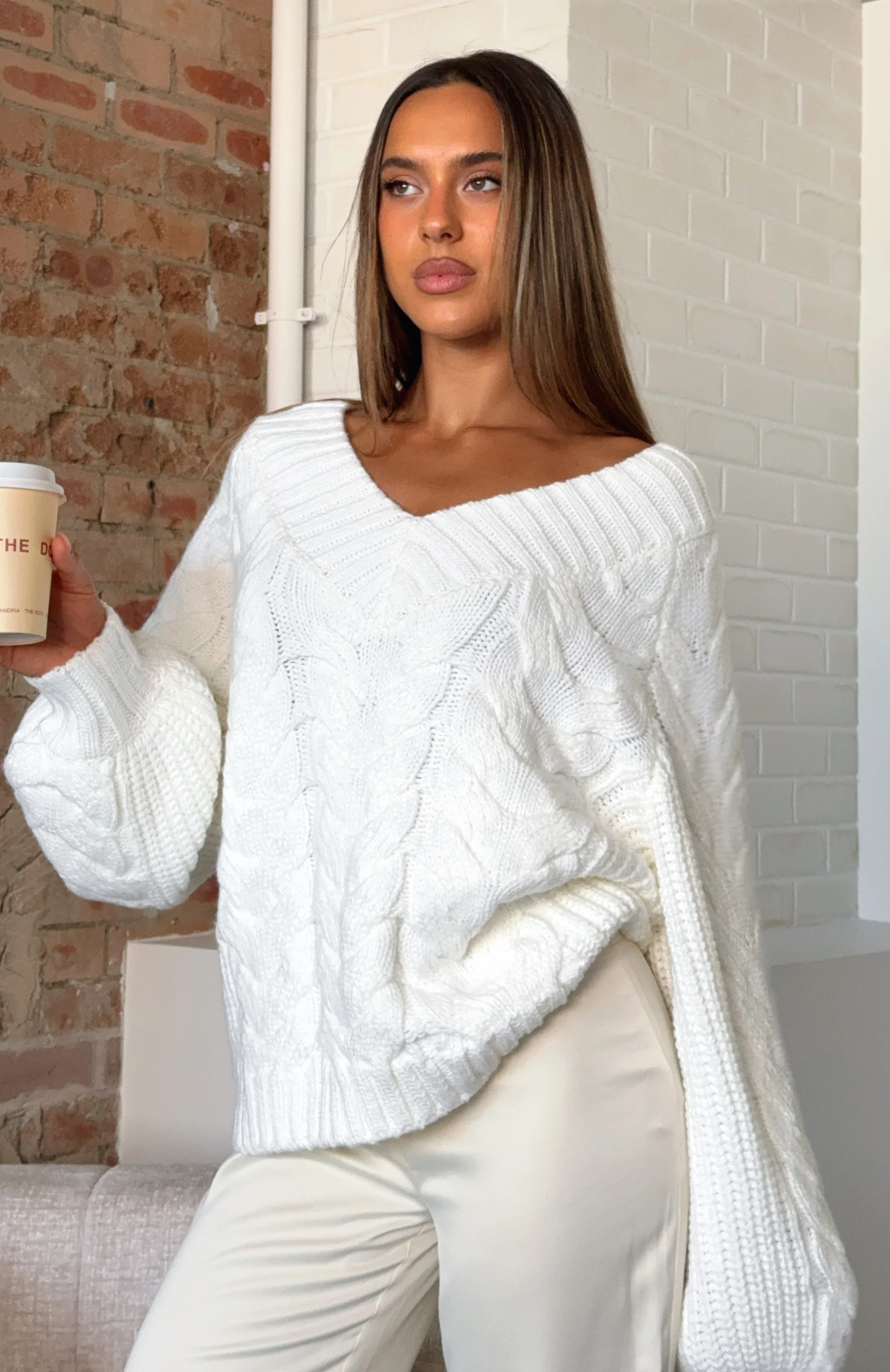 Showfern Knit Sweater Off White - White Fox Boutique