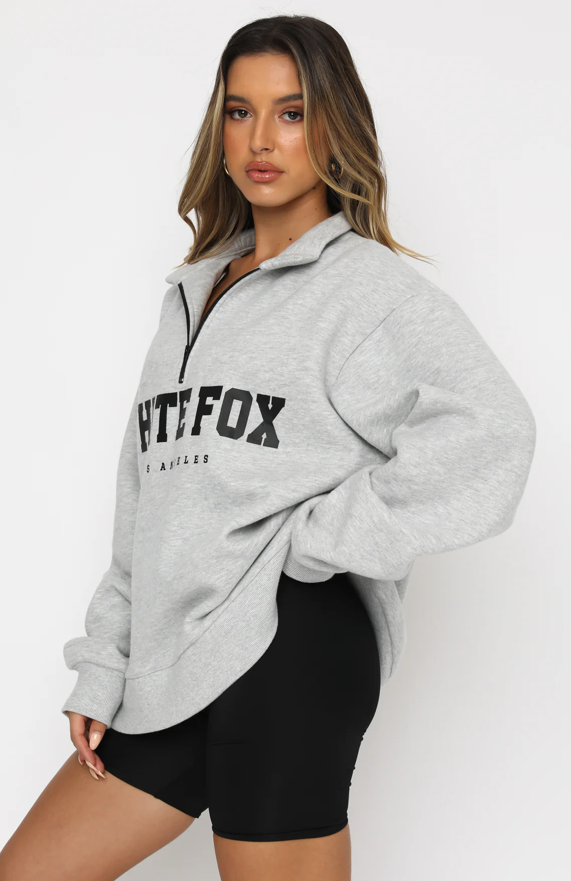 High Standard Zip Front Sweater Grey Marle - White Fox Boutique