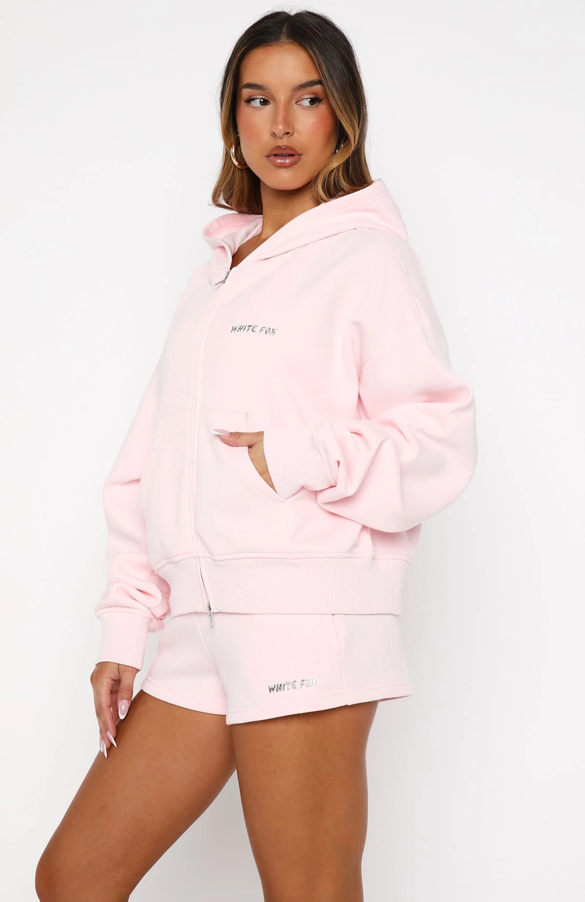 Test Drive Boxy Zip Front Hoodie Icy Pink - White Fox Boutique