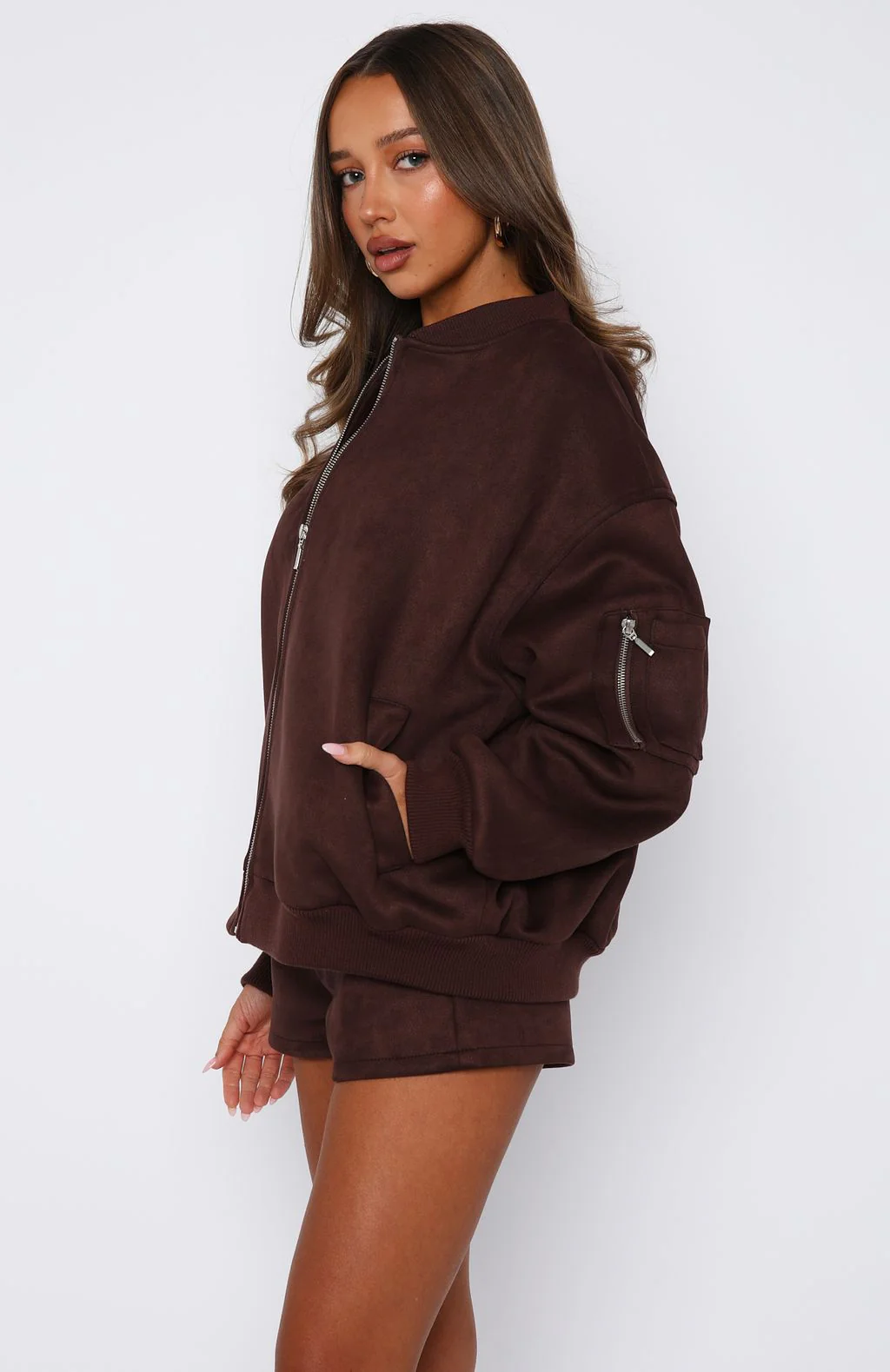 Confidence Level Suede Jacket Chocolate - White Fox Boutique