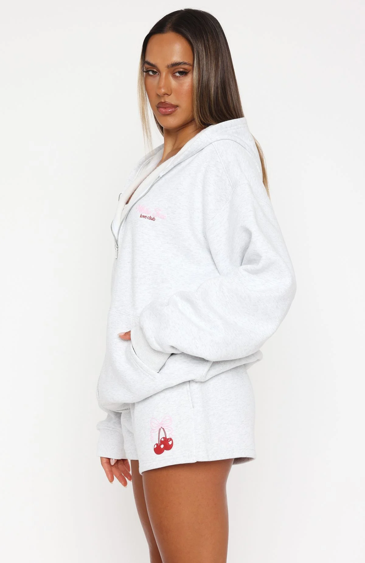 Fell So Hard Zip Front Hoodie Grey Marle - White Fox Boutique