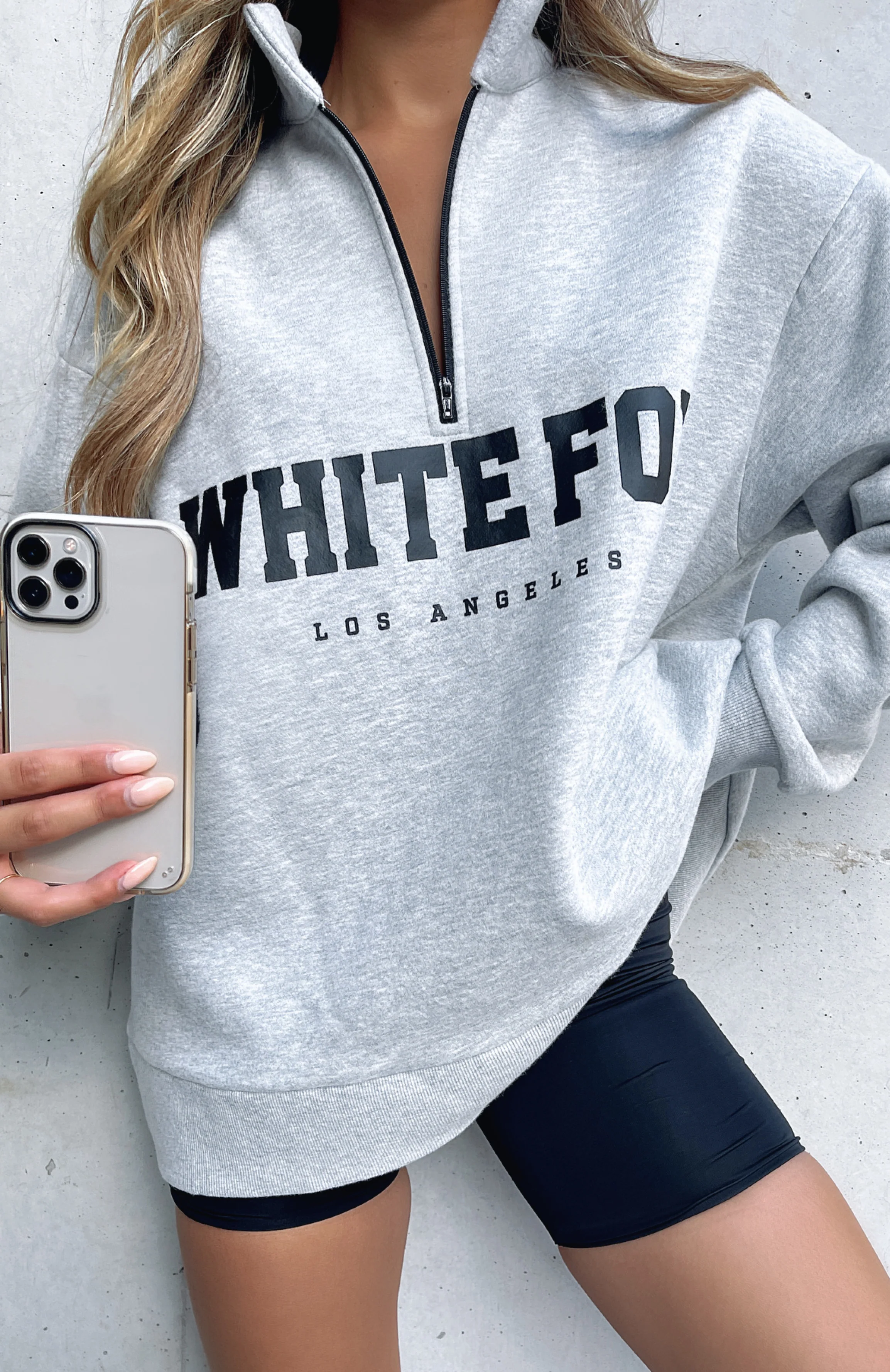 High Standard Zip Front Sweater Grey Marle - White Fox Boutique