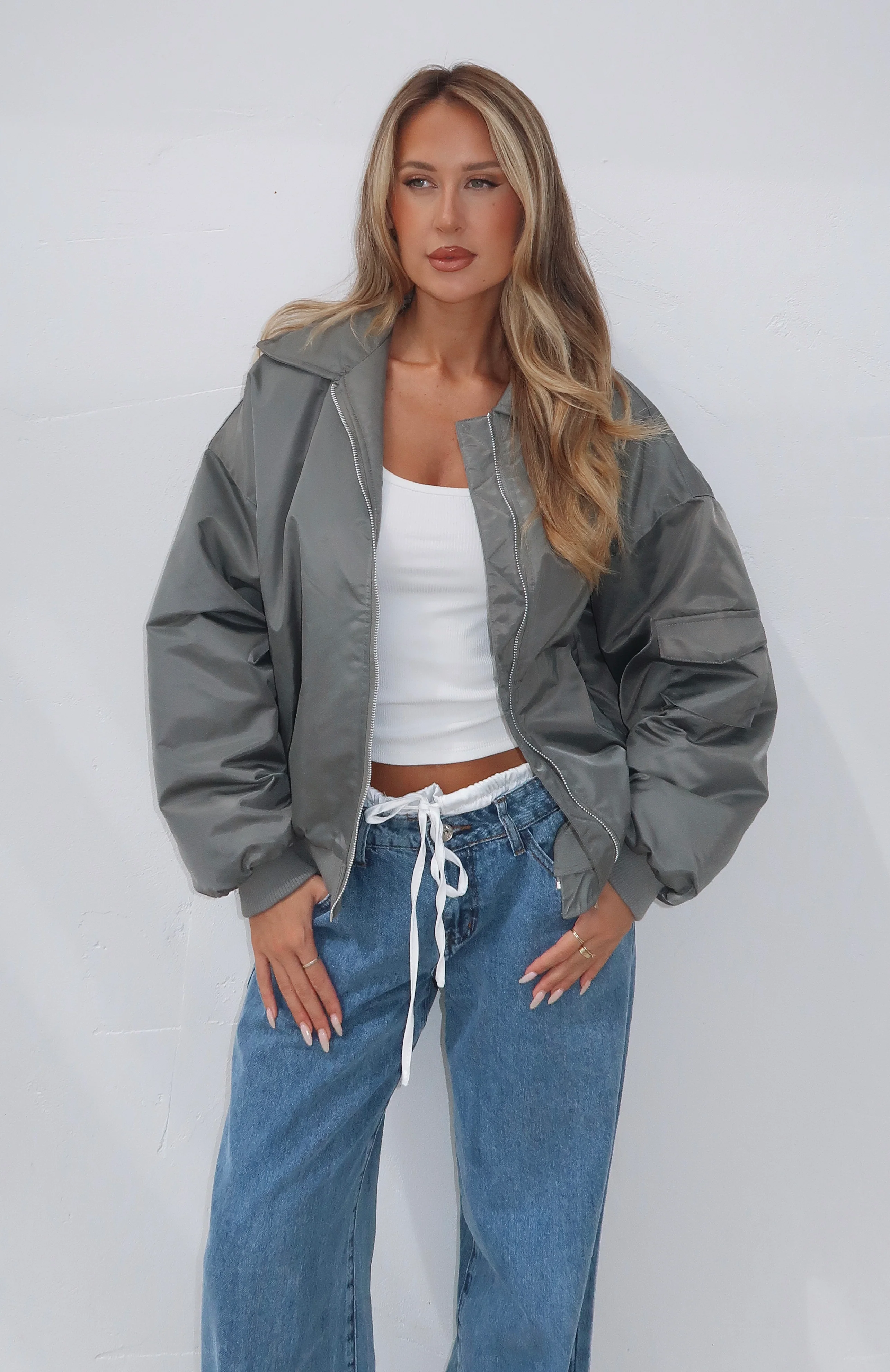Burning For You Bomber Jacket Khaki - White Fox Boutique