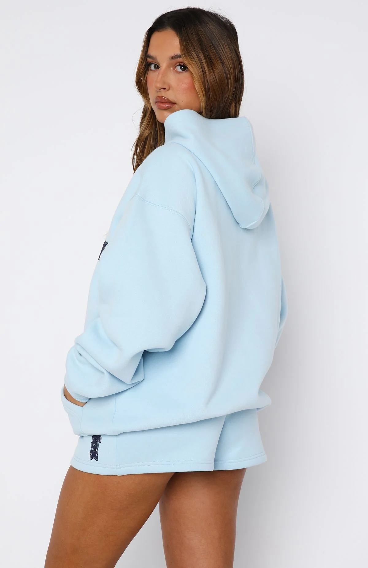 Ready To Go Zip Front Hoodie Baby Blue - White Fox Boutique