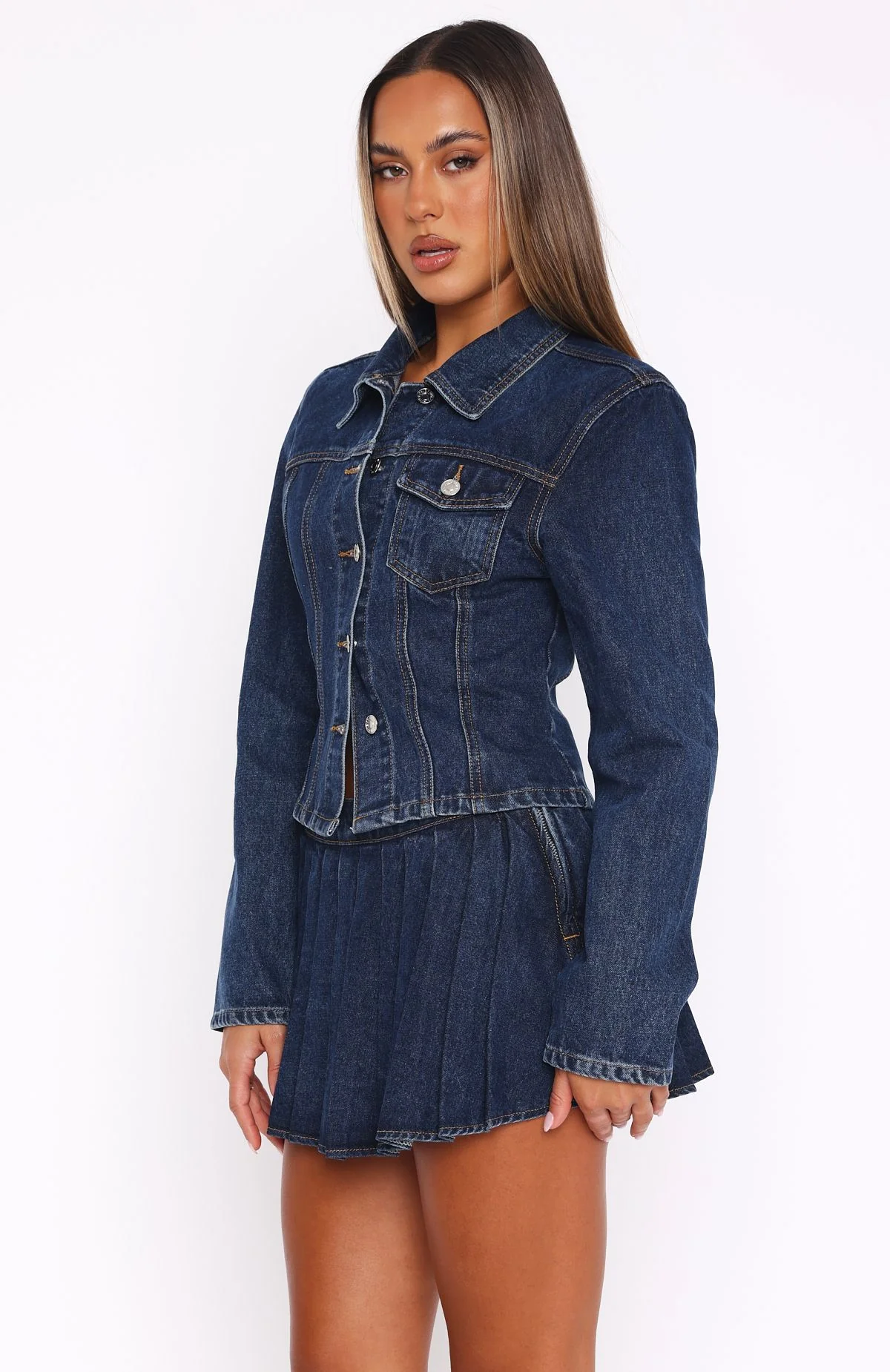 Ayla Denim Jacket Dark Blue - White Fox Boutique