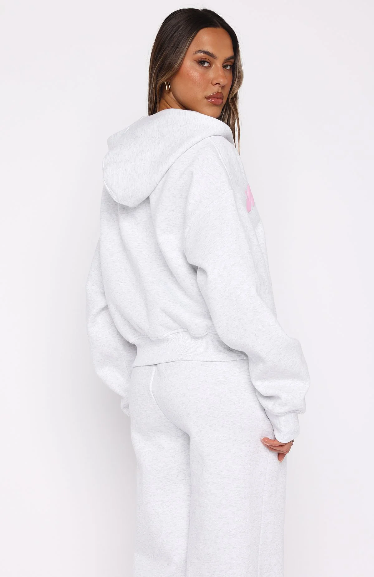 From The Archives Kenzie Boxy Zip Front Hoodie Grey Marle - White Fox Boutique