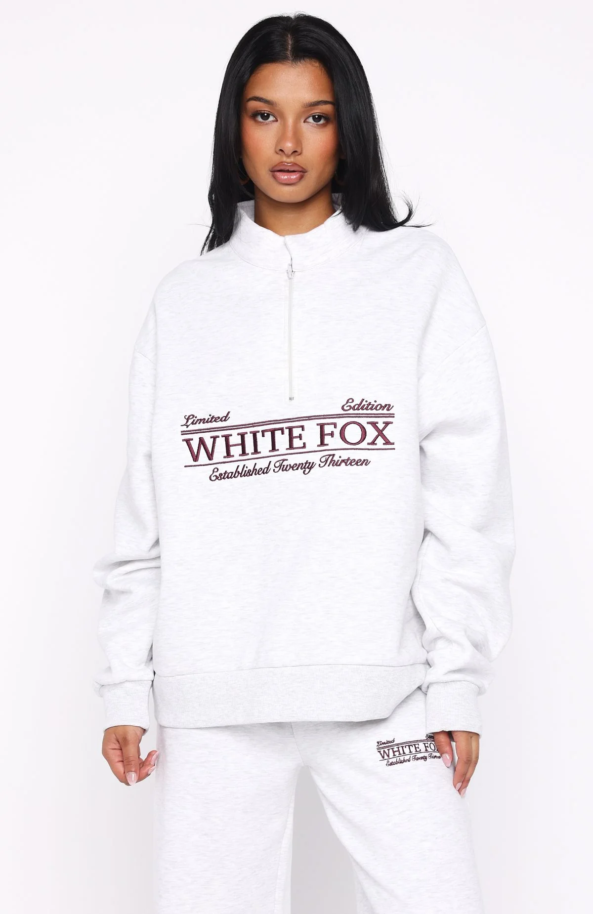 Standing My Ground Zip Front Sweater Grey Marle - White Fox Boutique