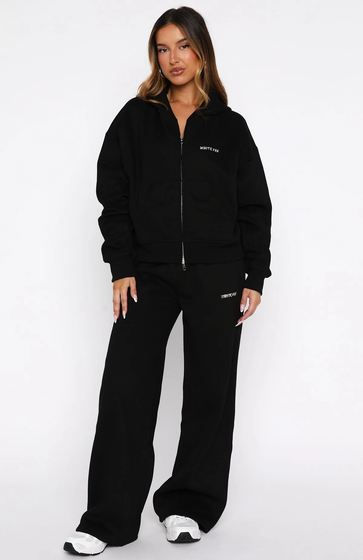 Test Drive Boxy Zip Front Hoodie Black - White Fox Boutique