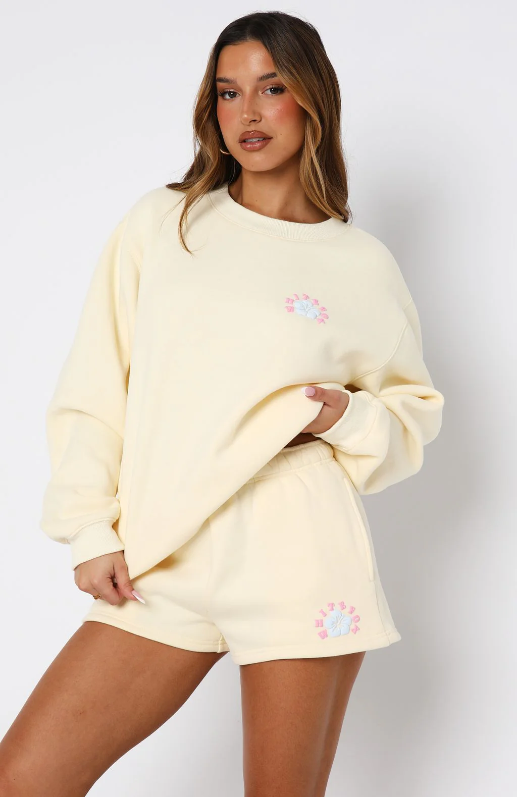 Keep Blooming Oversized Sweater Lemon - White Fox Boutique