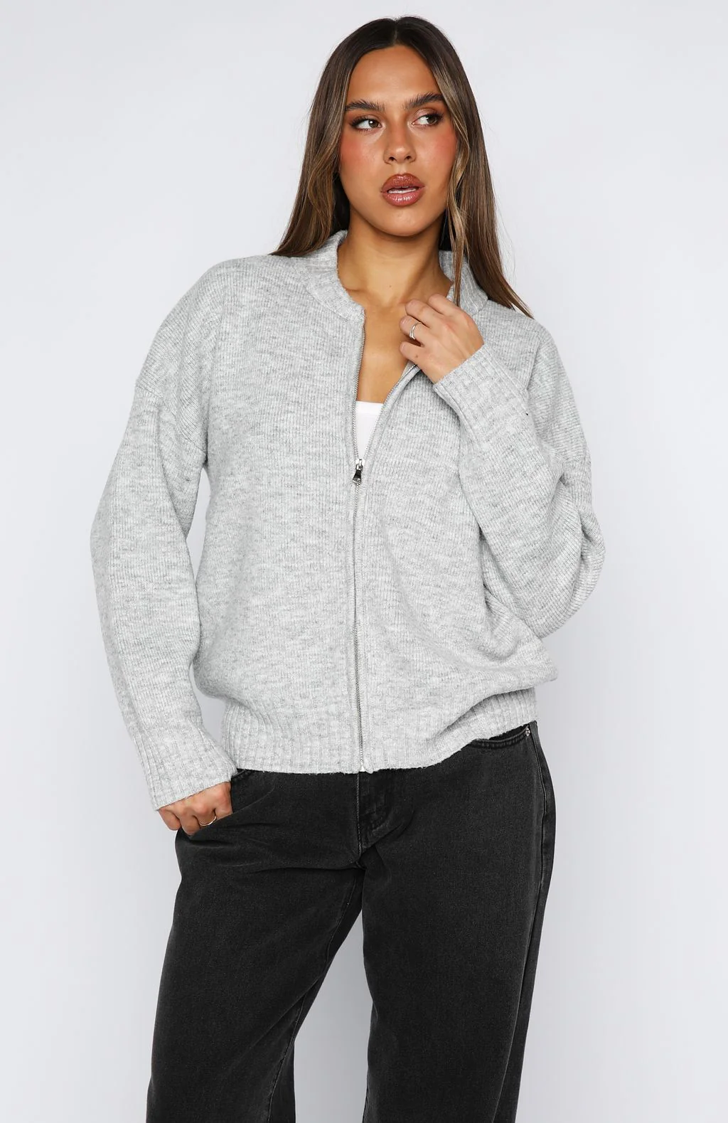 Unbreakable Bond Knit Jacket Grey Marle - White Fox Boutique