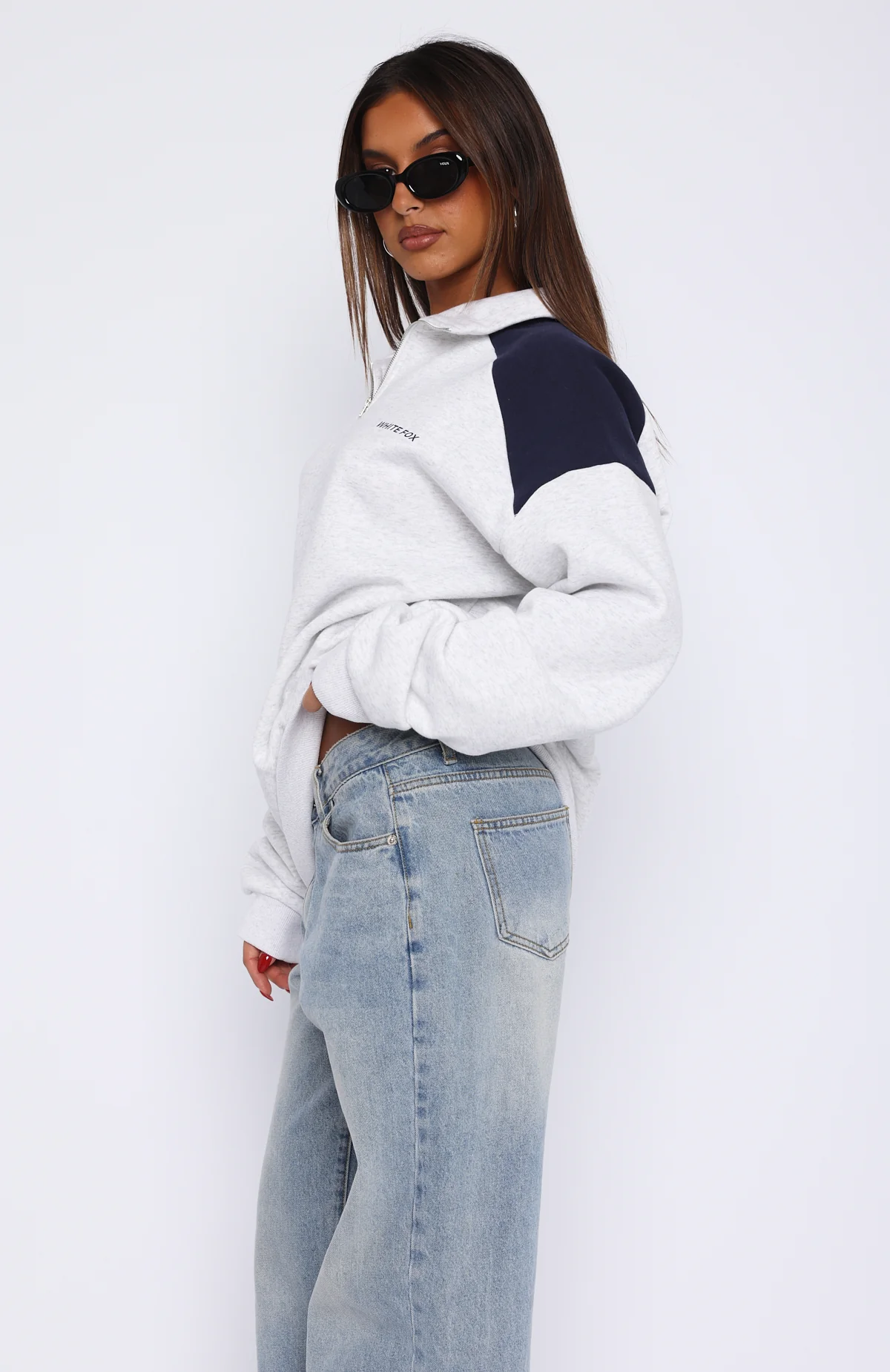 It's A Bad Idea Zip Front Sweater Grey - White Fox Boutique