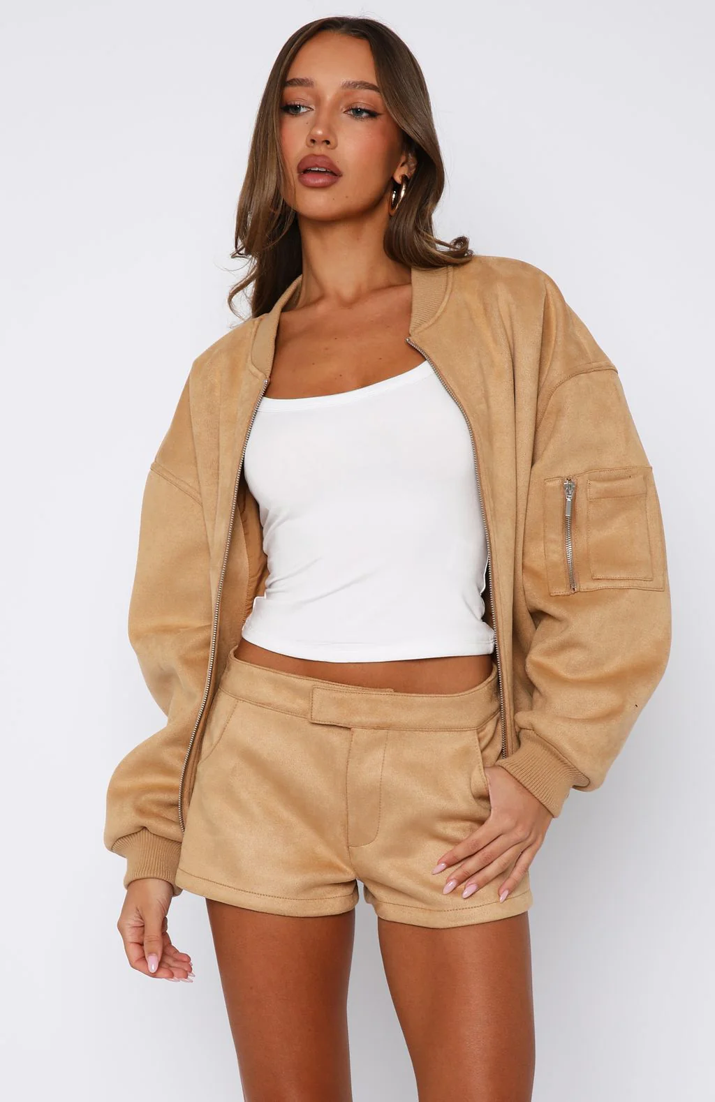 Confidence Level Suede Jacket Honey - White Fox Boutique