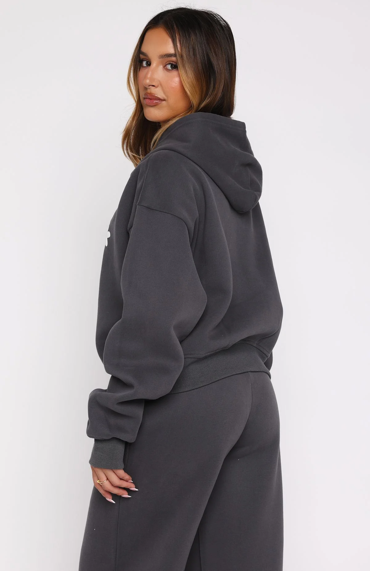Lucky Thirteen Audrina Boxy Zip Front Hoodie Volcanic - White Fox Boutique