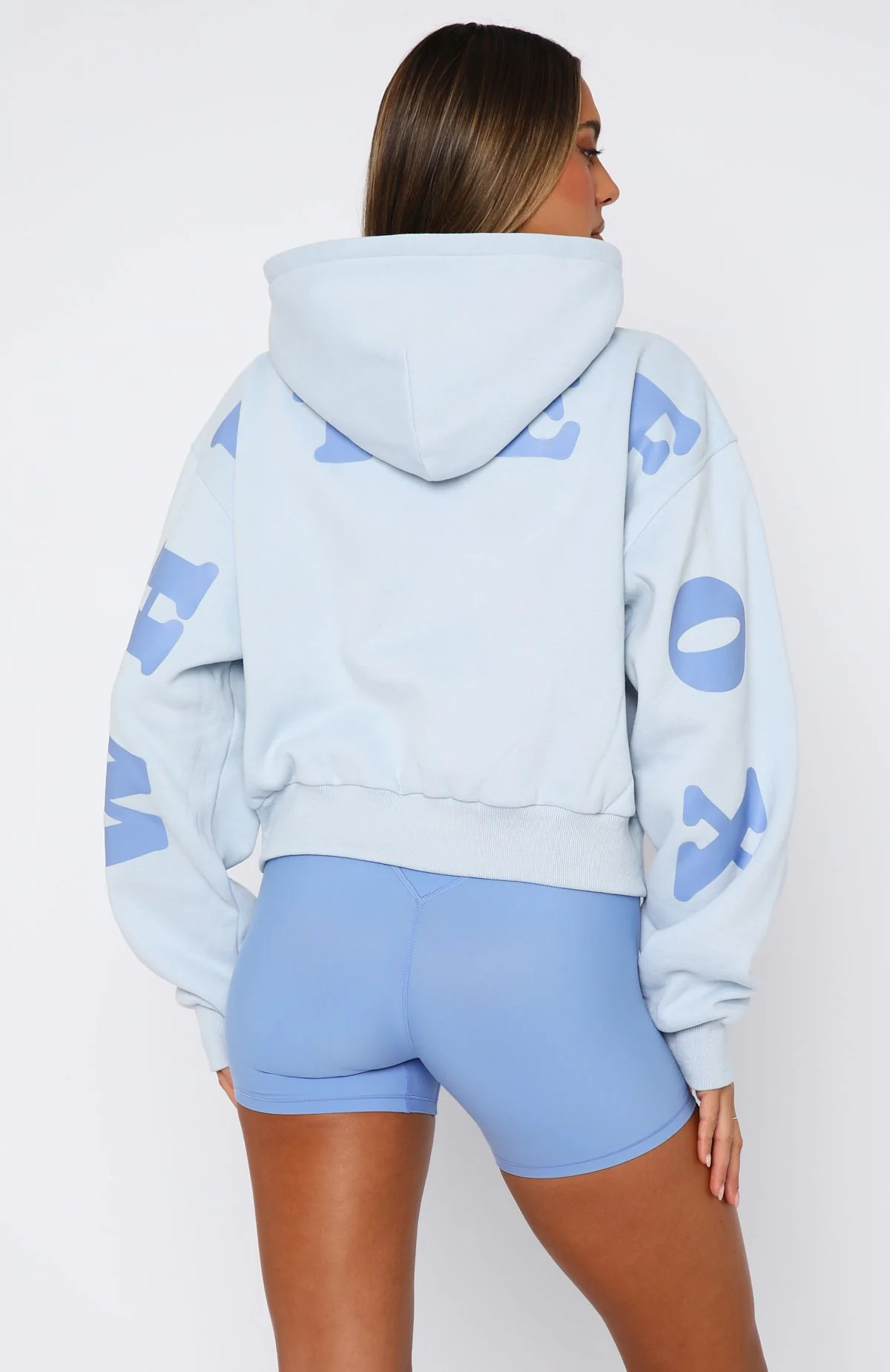 Serving Up Cropped Hoodie Baby Blue - White Fox Boutique