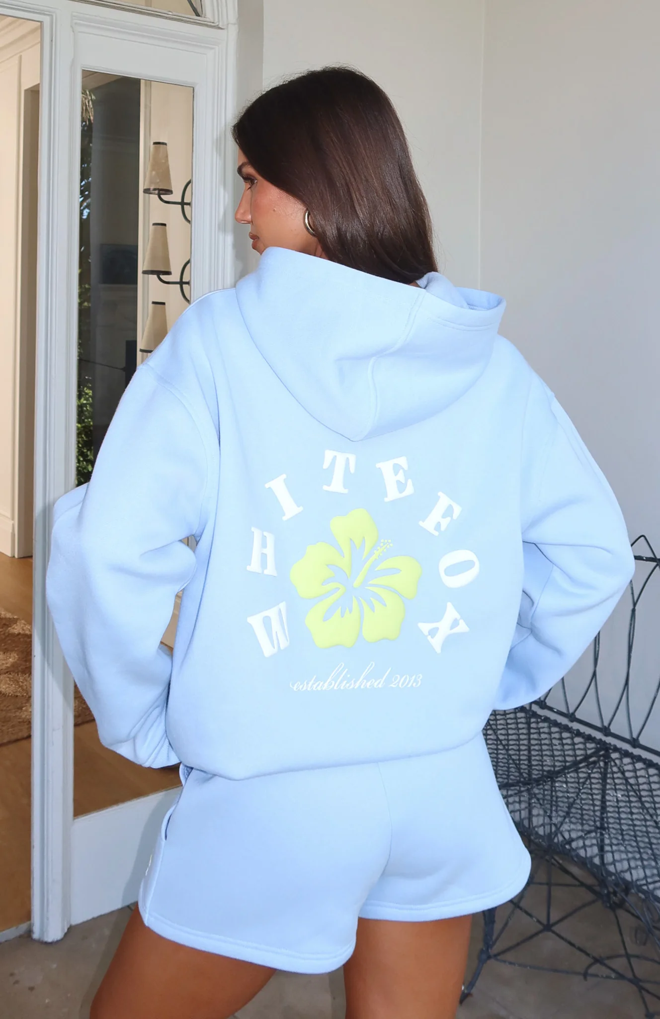 Keep Blooming Oversized Hoodie Blue - White Fox Boutique