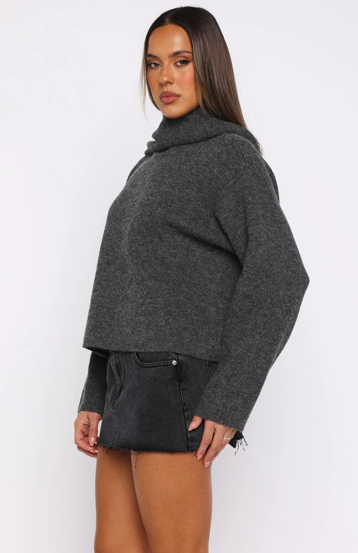 Luxe Layers Knit Sweater Charcoal - White Fox Boutique