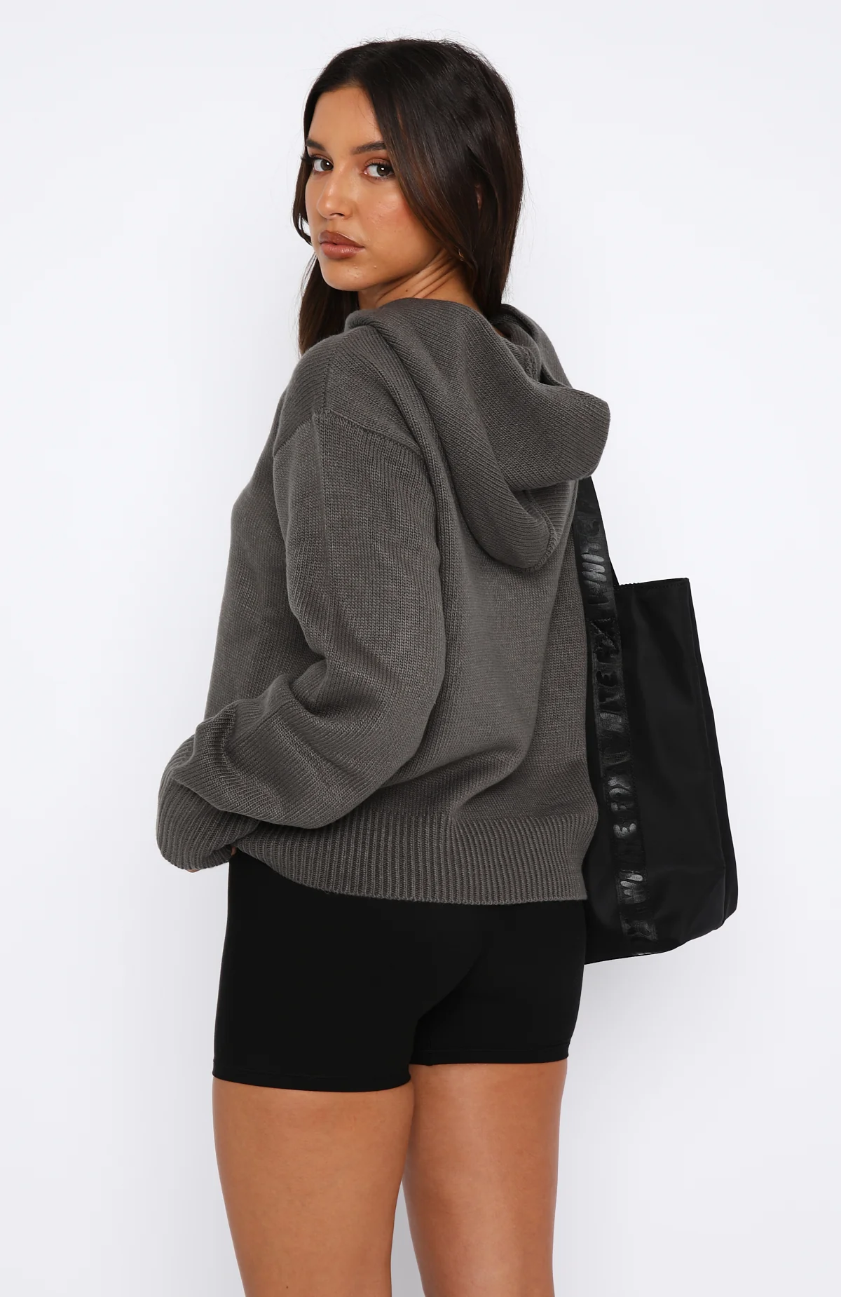 It's Cool Knit Hoodie Charcoal - White Fox Boutique