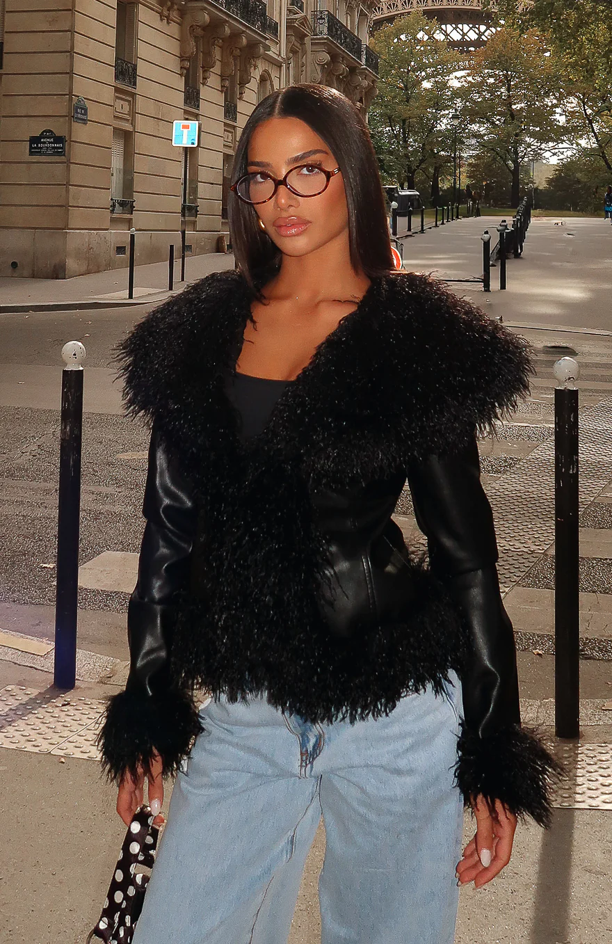 Level Playing Field PU Jacket Black - White Fox Boutique