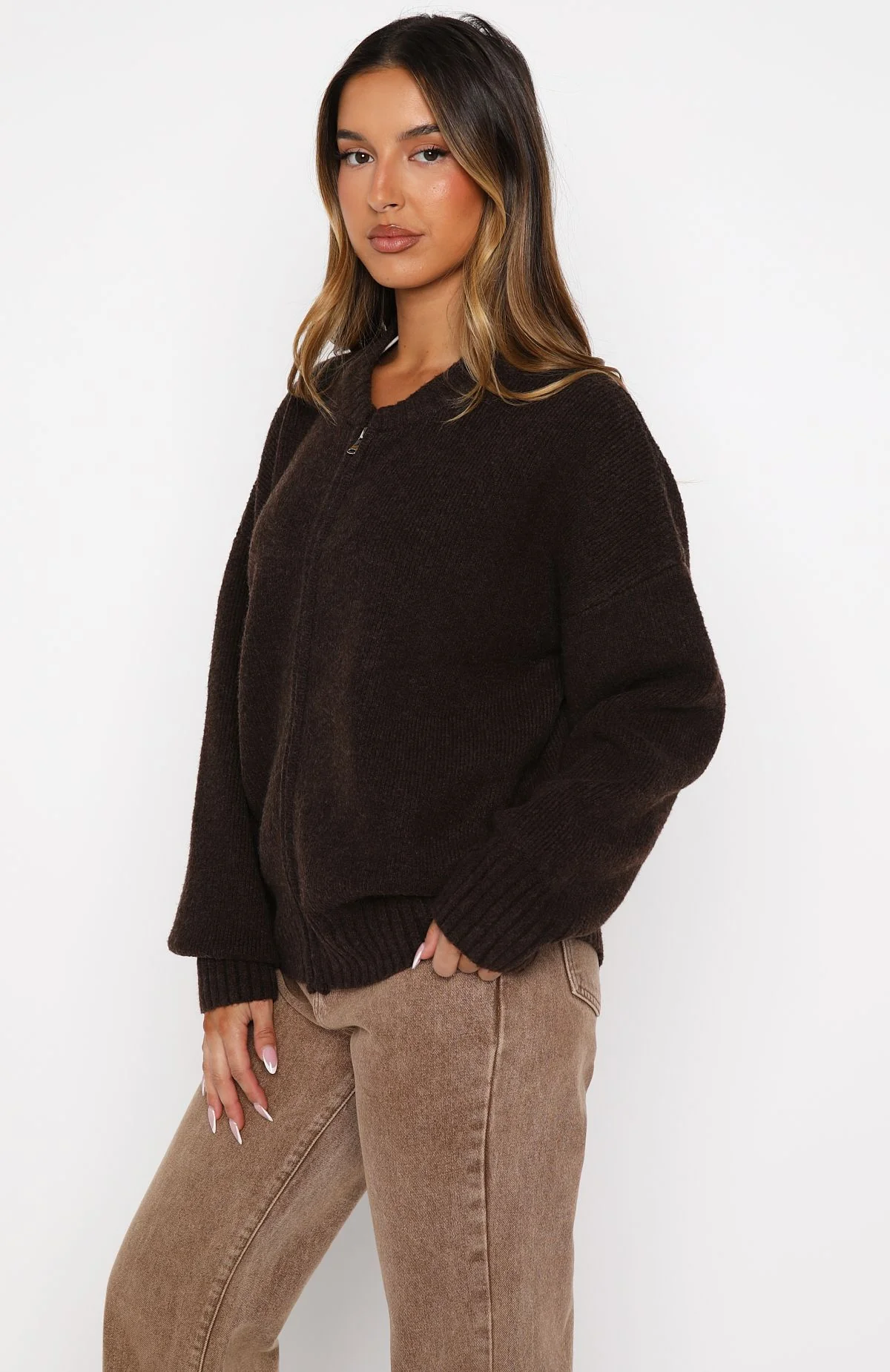 Unbreakable Bond Knit Jacket Chocolate - White Fox Boutique