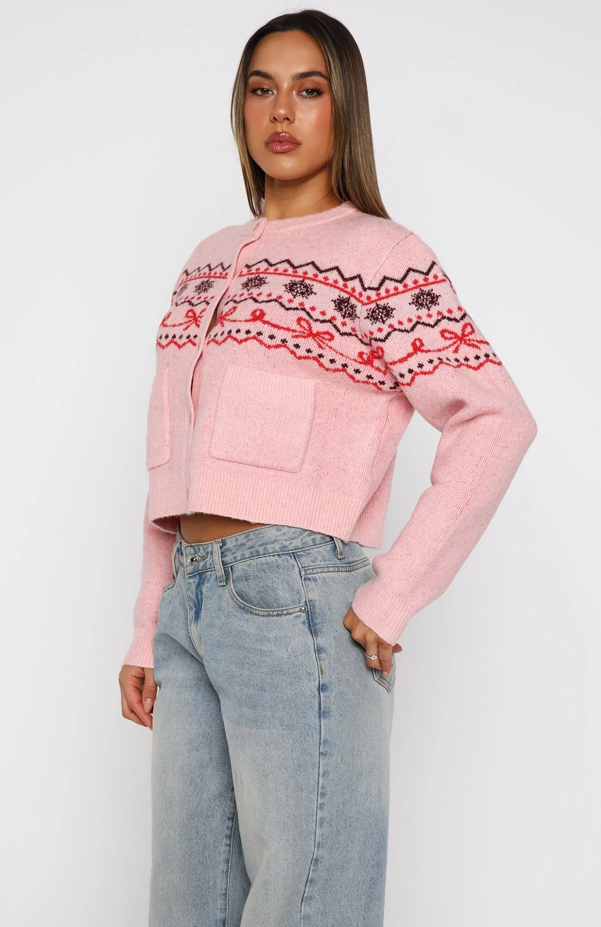 Snowflake Cuddles Knit Cardigan Blossom - White Fox Boutique