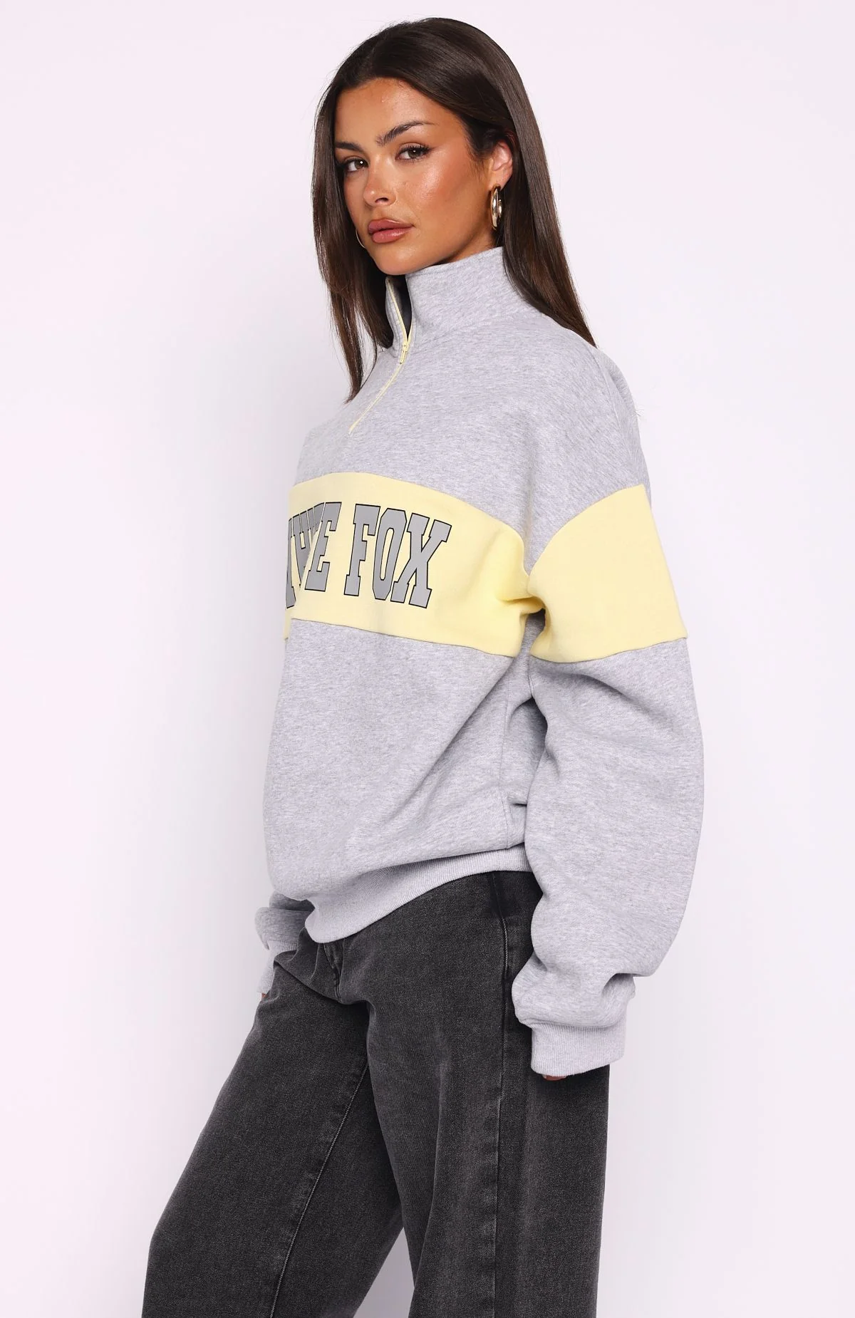 Show Yourself Zip Front Sweater Dark Grey Marle - White Fox Boutique