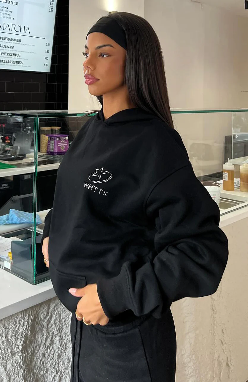 Always Shining Oversized Hoodie Black - White Fox Boutique
