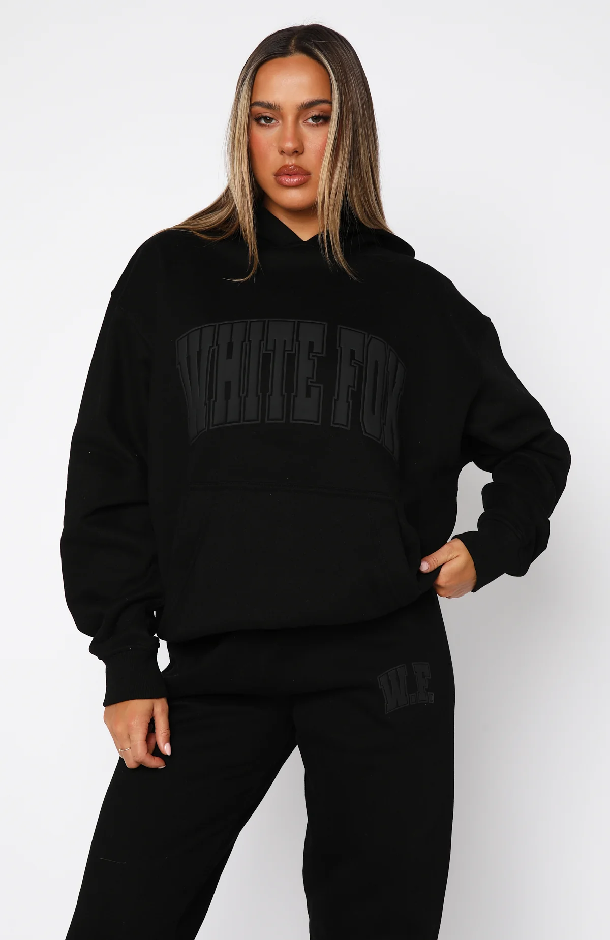 Decade Classics Varsity Oversized Hoodie Black - White Fox Boutique