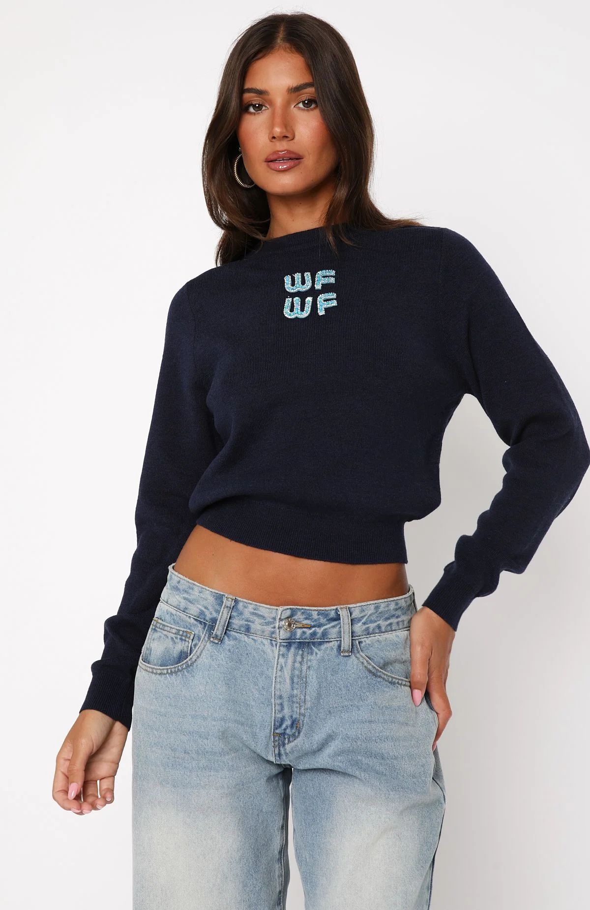 Designer Girl Knit Sweater Navy - White Fox Boutique